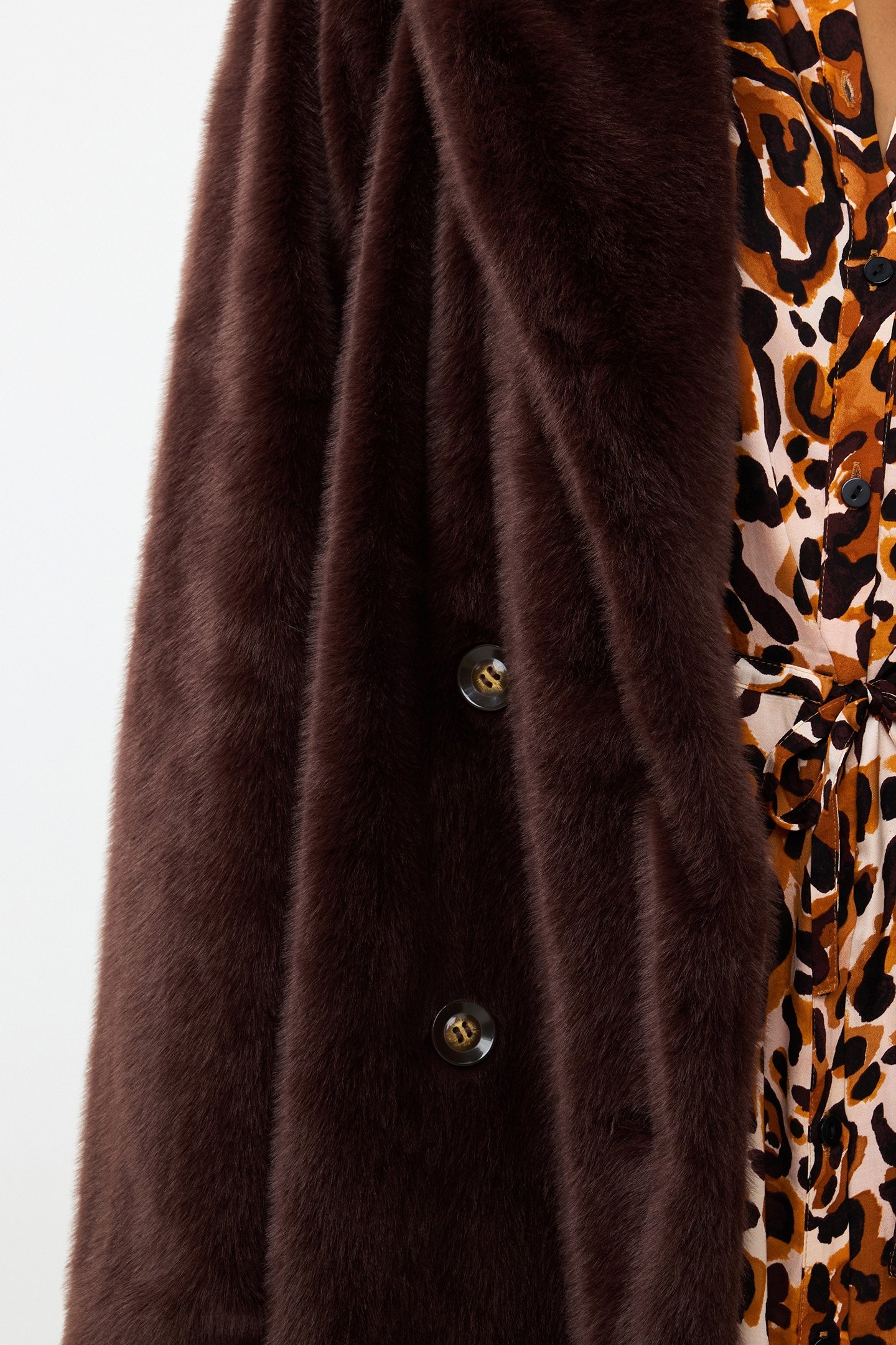 COAT SHAWL COLLAR FAKE FUR CHOCOLATE 5