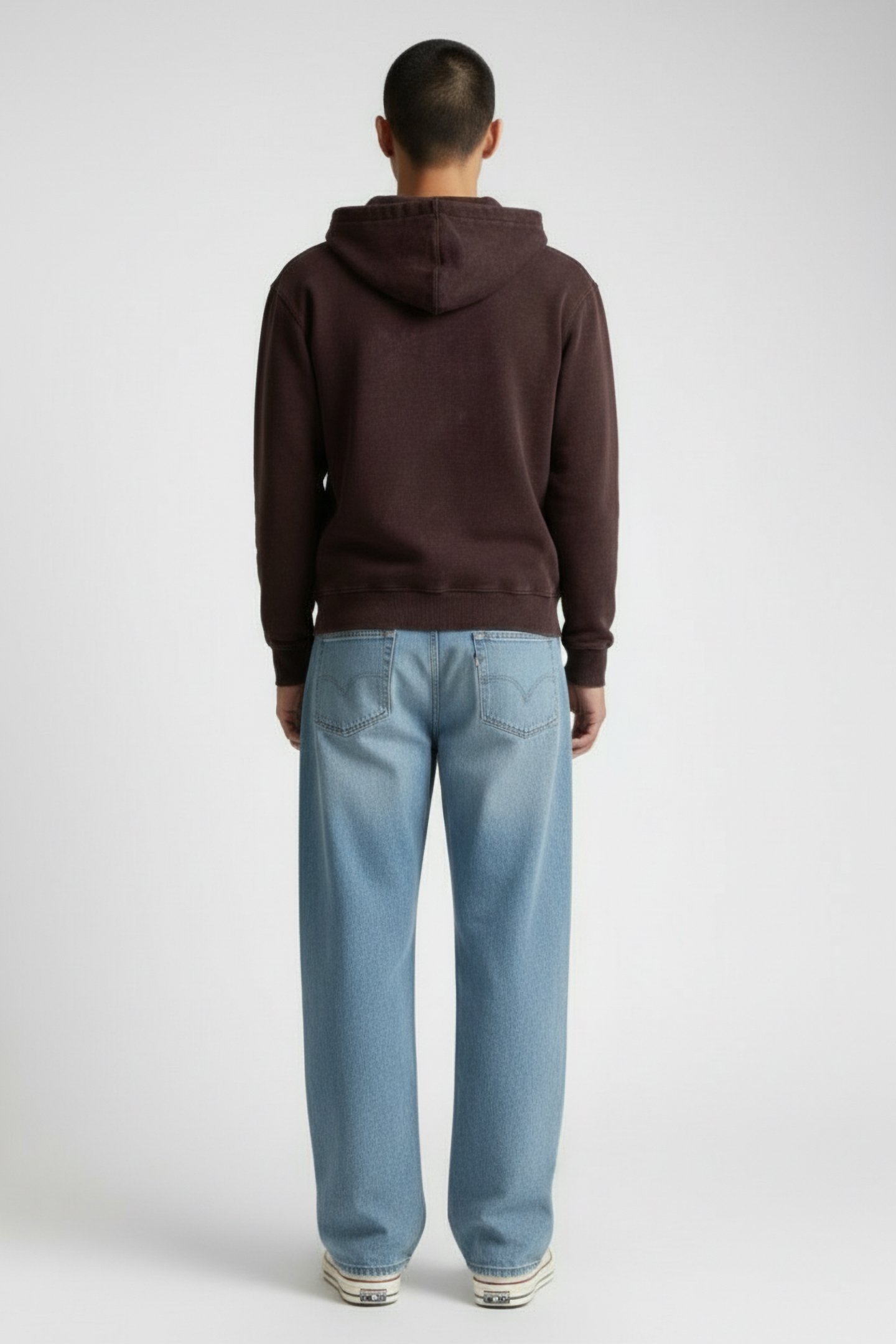 URBAN WASHED ZIP HOODIE DEEP BROWN 2