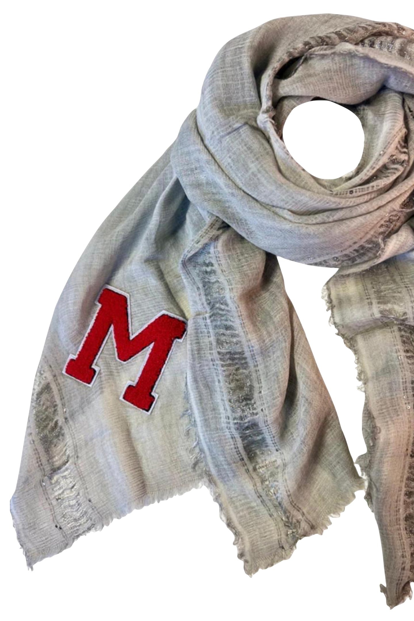 SCARF OBLONG 501 GREY-RED 2