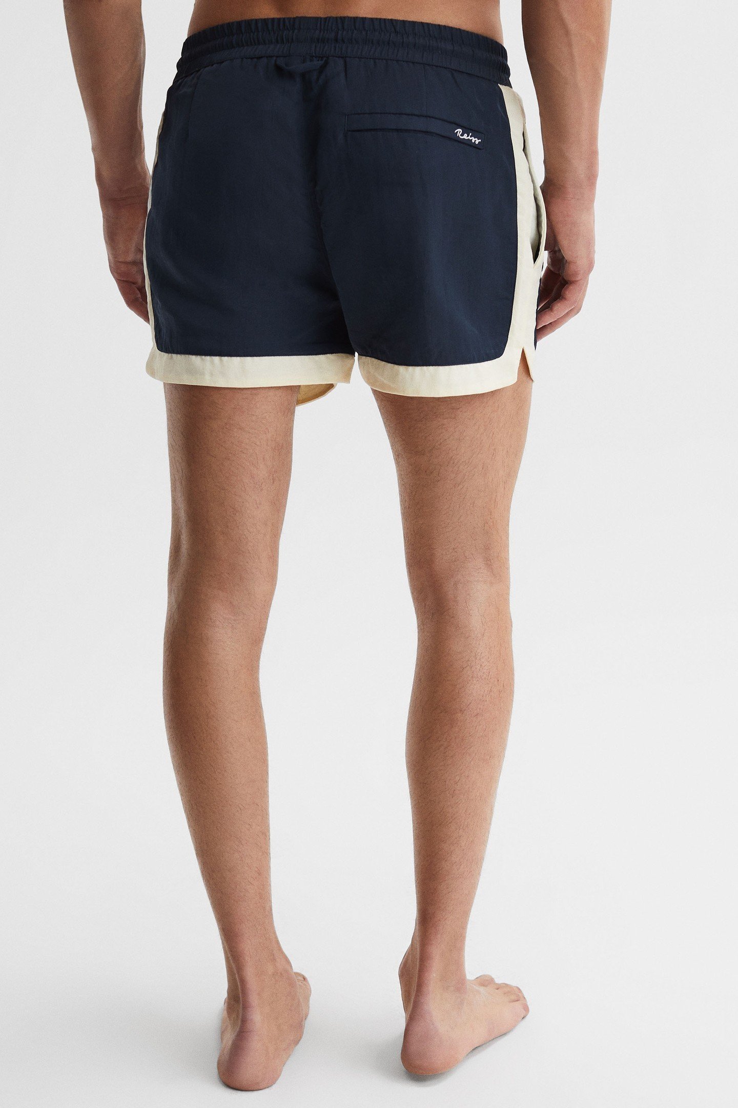 DRAWSTRING CONTRAST BORDER SWIMSHORT NAVY/WHITE 5