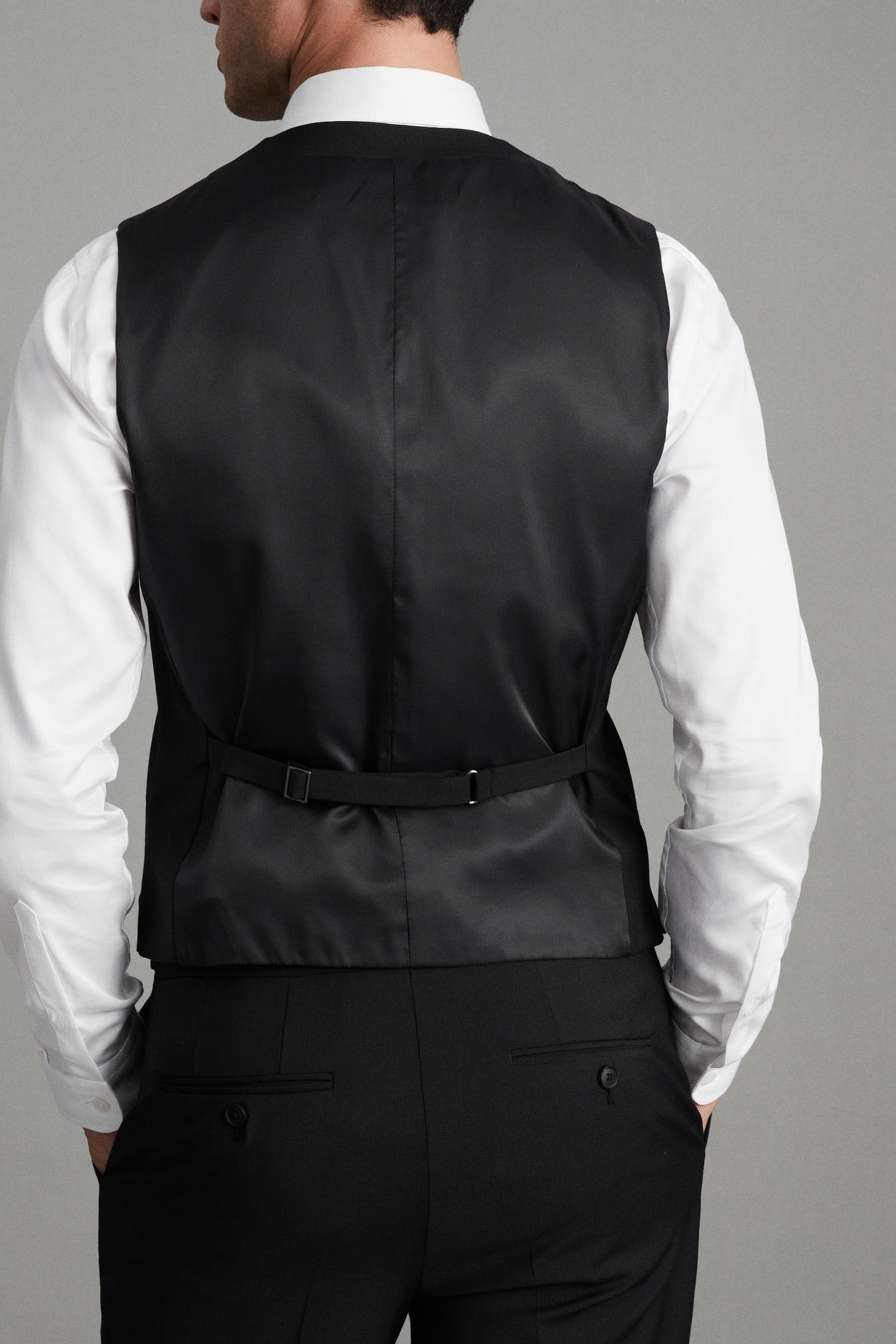 TRAVEL PLAIN WEAVE MODERN WAISTCOAT BLACK 5
