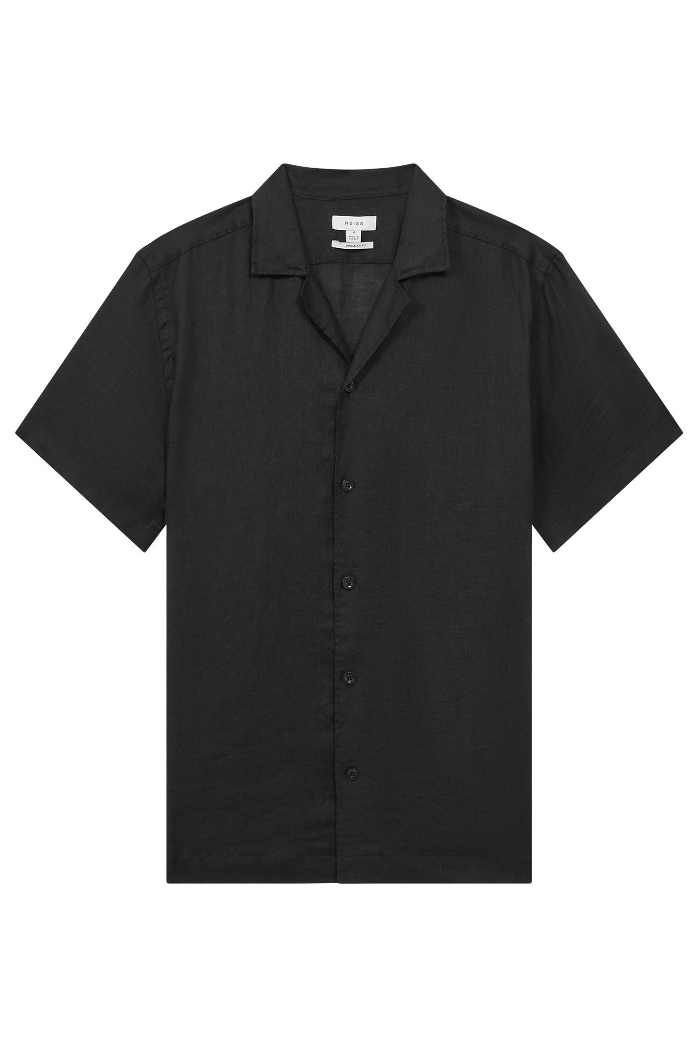SHORTSLEEVE CUBAN COLLAR LINEN SHIRT BLACK 1