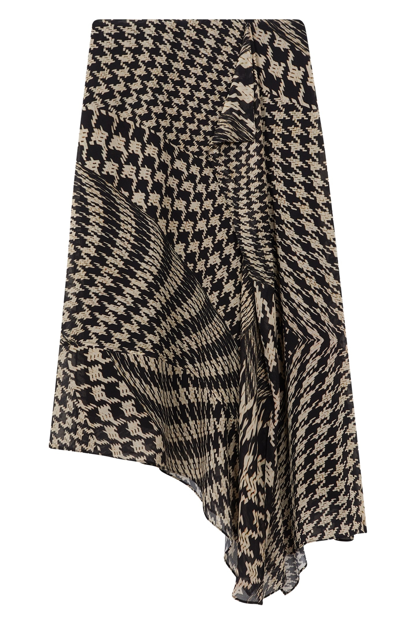 PRINTED ASYM MIDI SKIRT BLACK/WHITE 3