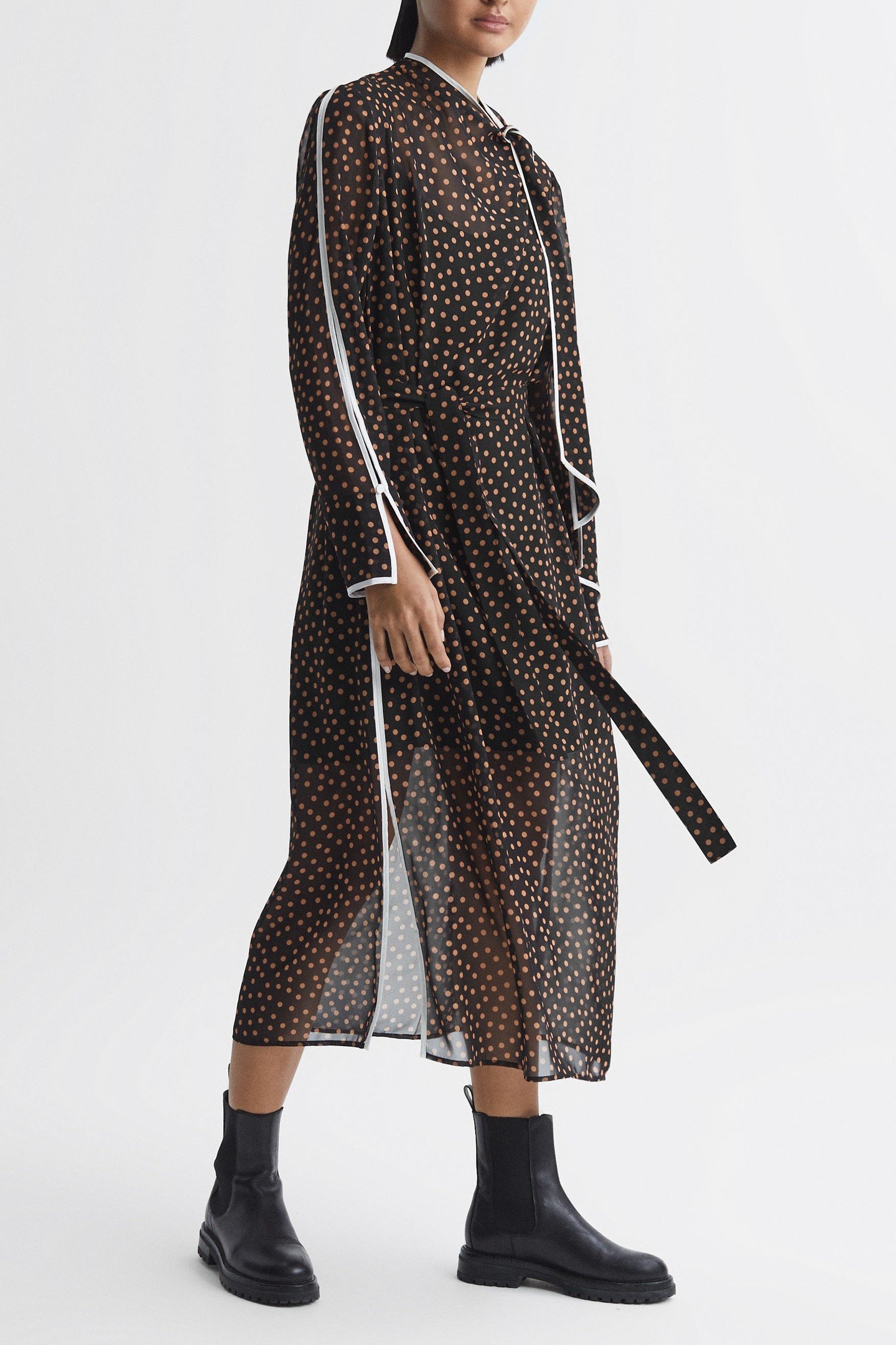 SPOT PRINT MIDI BLACK/BROWN 1