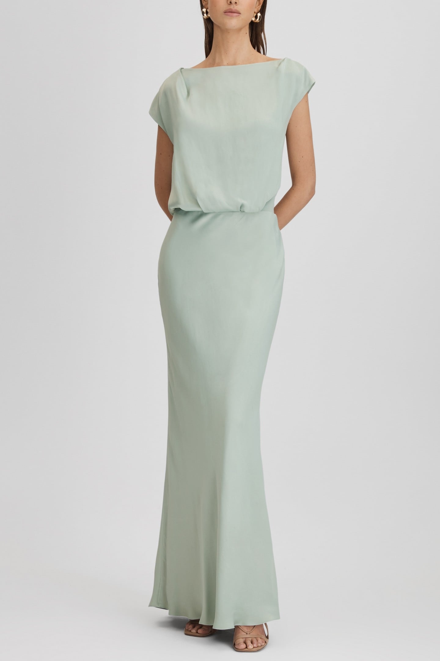 DRAPE NECK MAXI DRESS SAGE 1