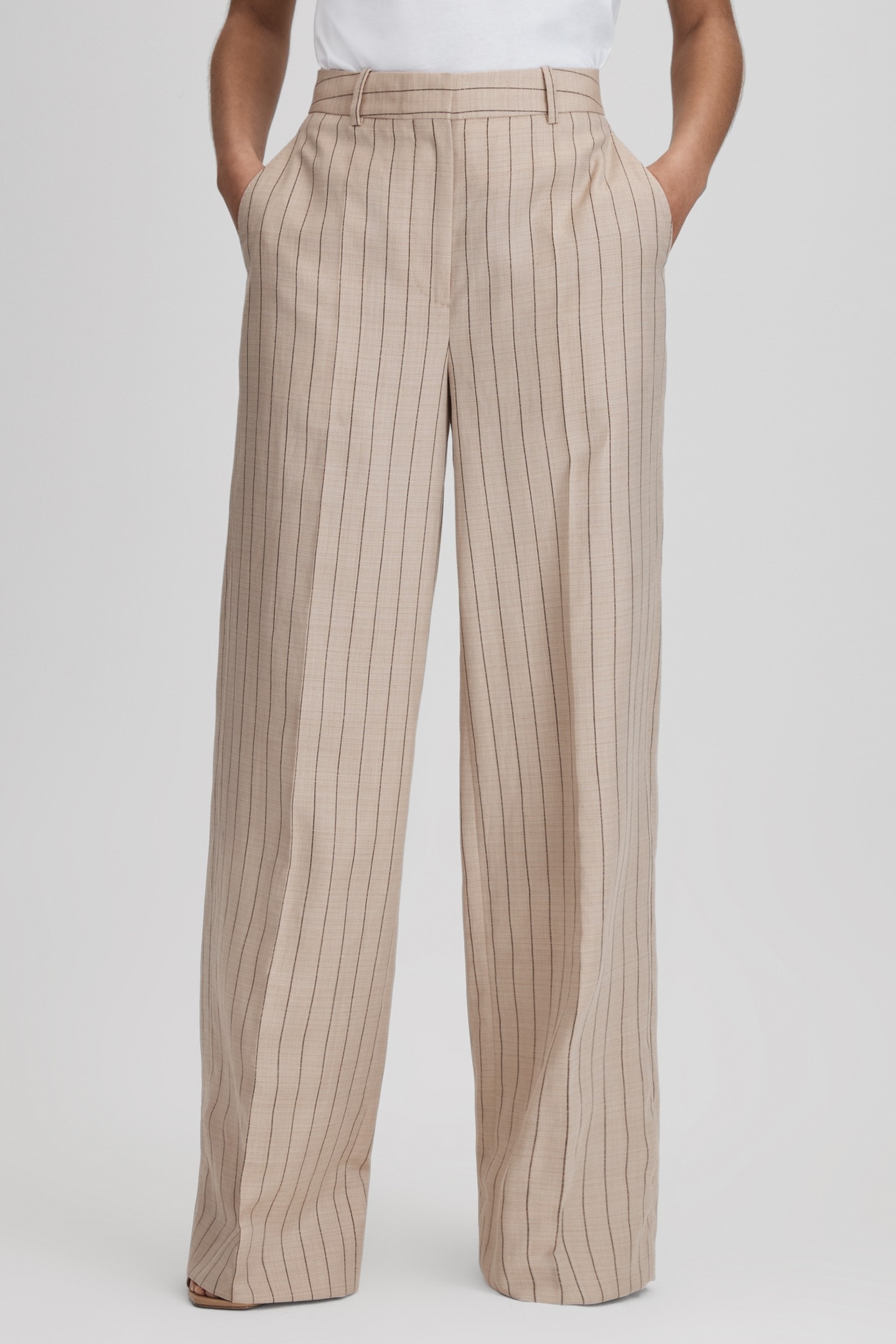WIDE LEG PIN STRIPE TROUSER NEUTRAL 1