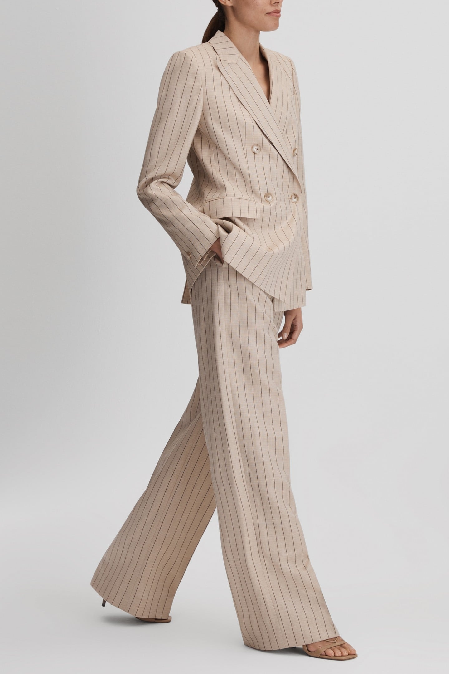 WIDE LEG PIN STRIPE TROUSER NEUTRAL 2