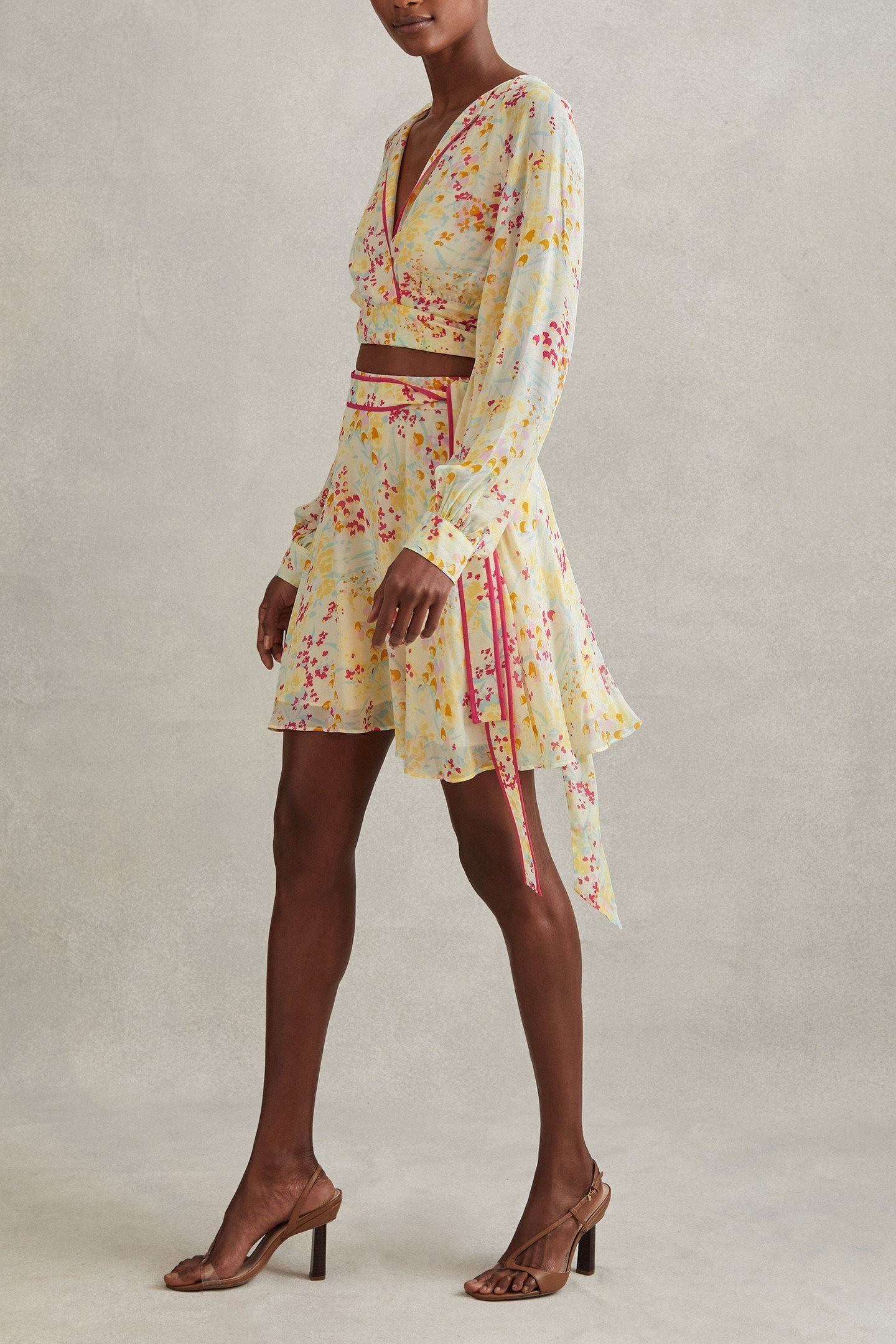 BUTTERCUP PRINTED FLIPPY SKIRT PINK/YELLOW 4