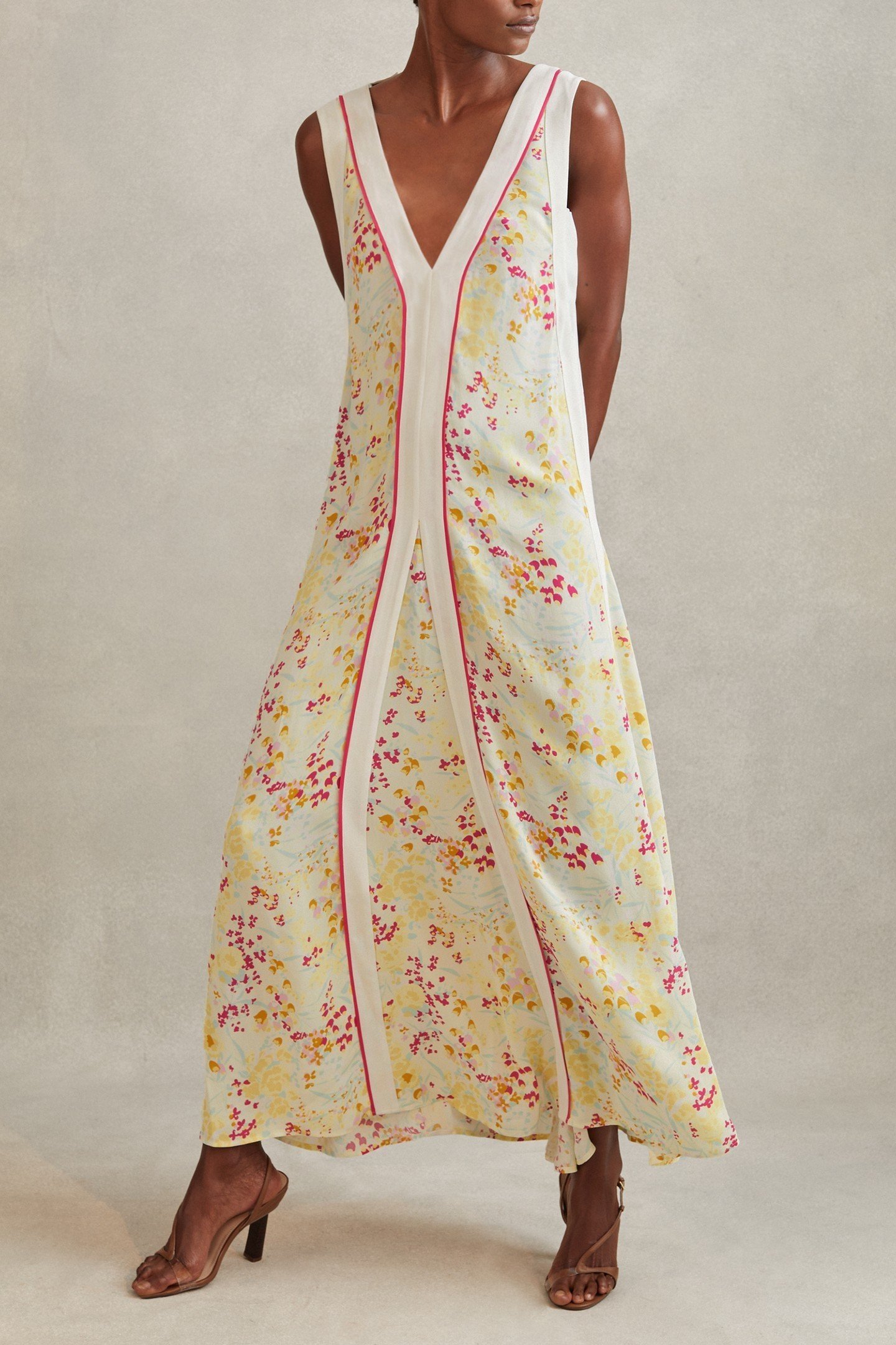 BUTTERCUP PRINTED BLOCK MAXI DRESS PINK/YELLOW 2