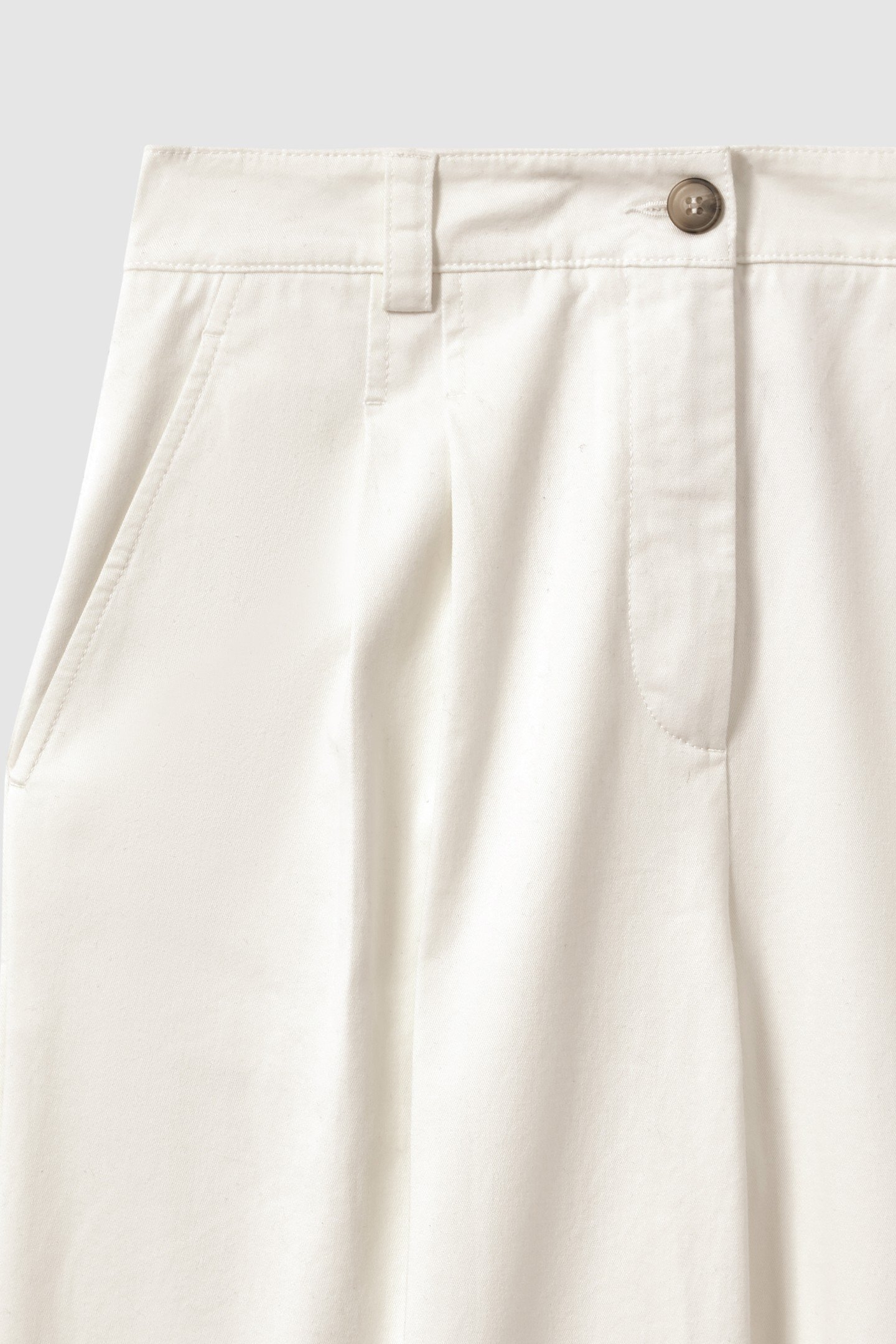 WIDE LEG PLEAT FRONT COTTON TROUSER WHITE 6