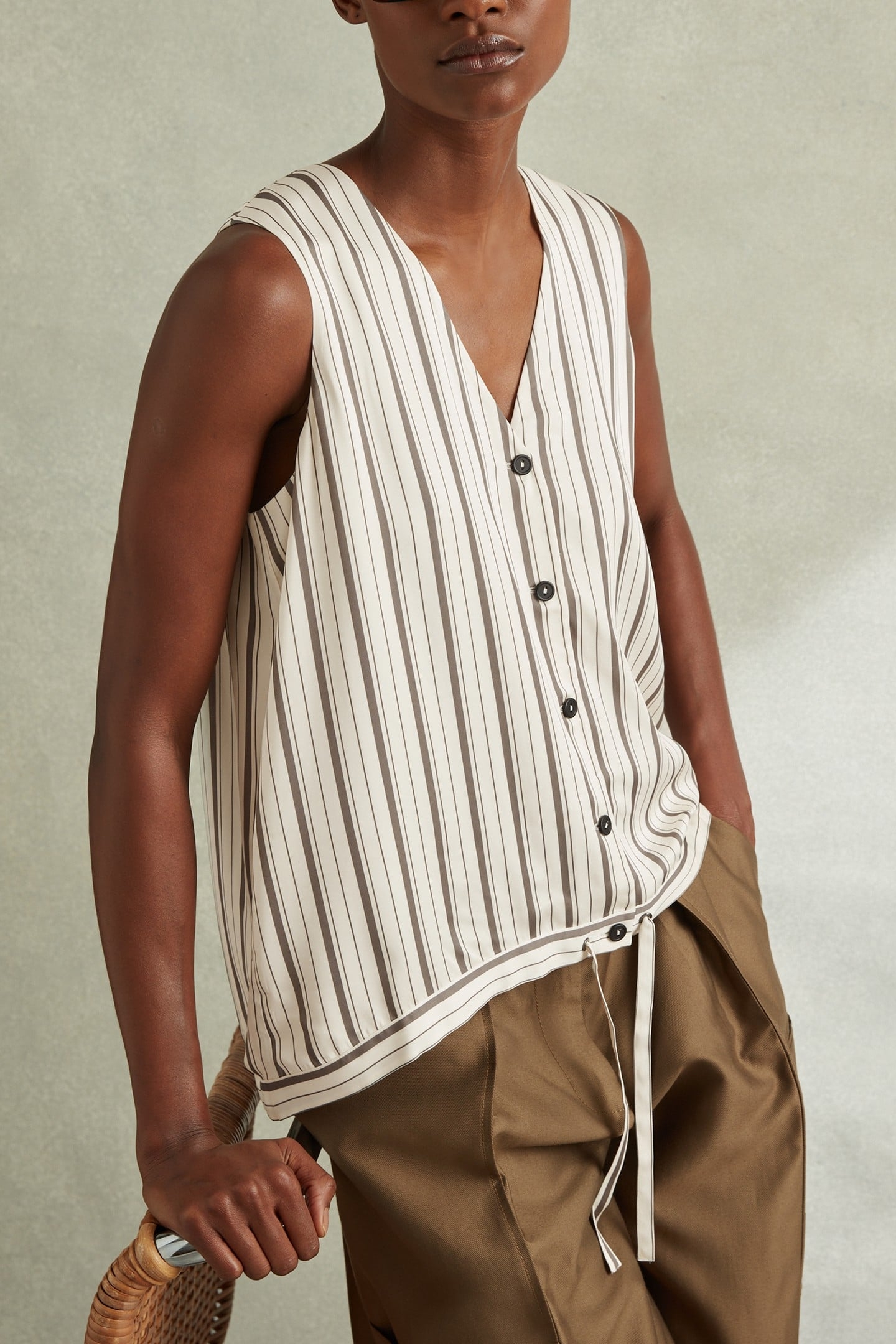 STRIPE WAISTCOAT IVORY/GREY 1