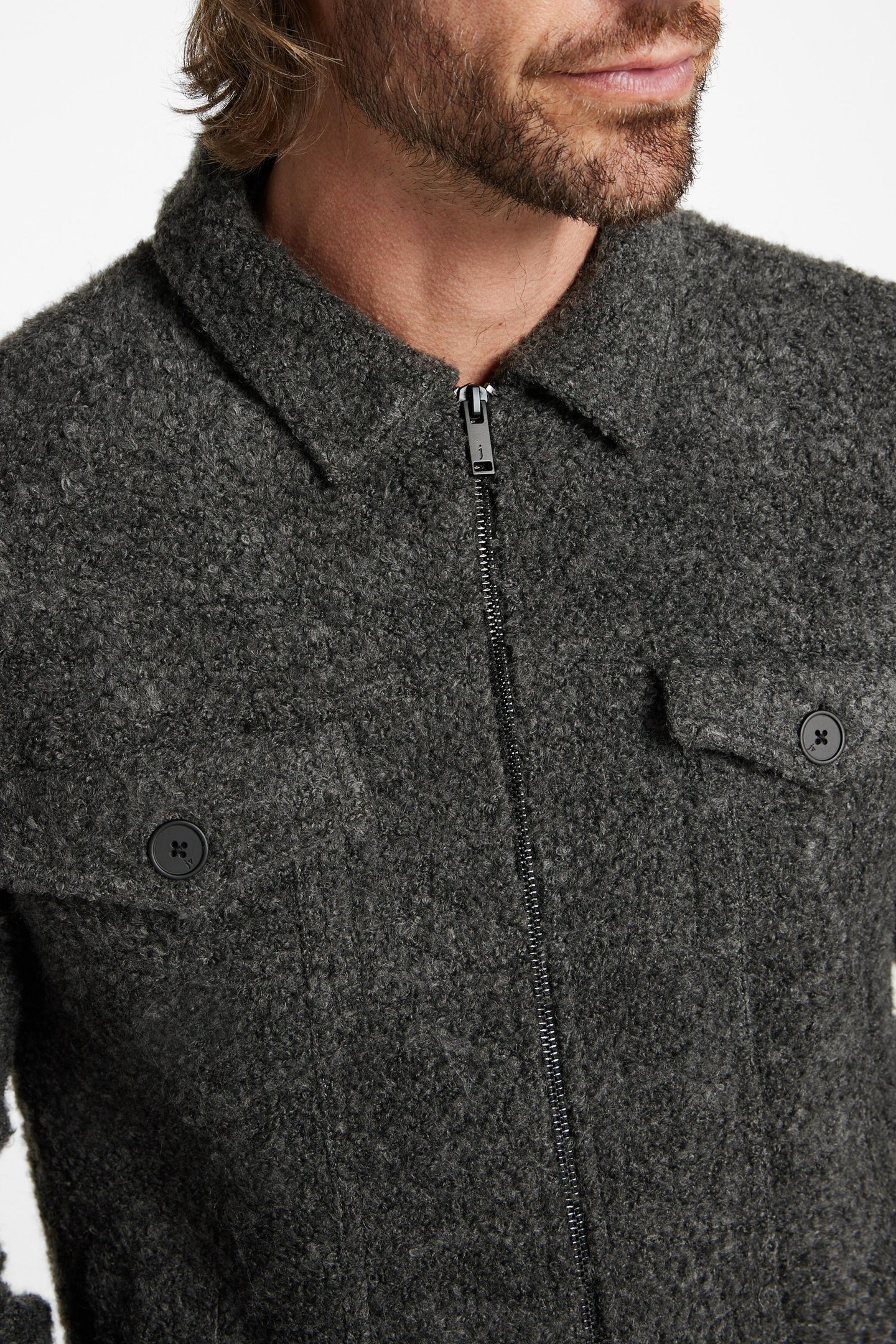 CYNDER BOUCLE TRUCKER JACKET CHARCOAL 3
