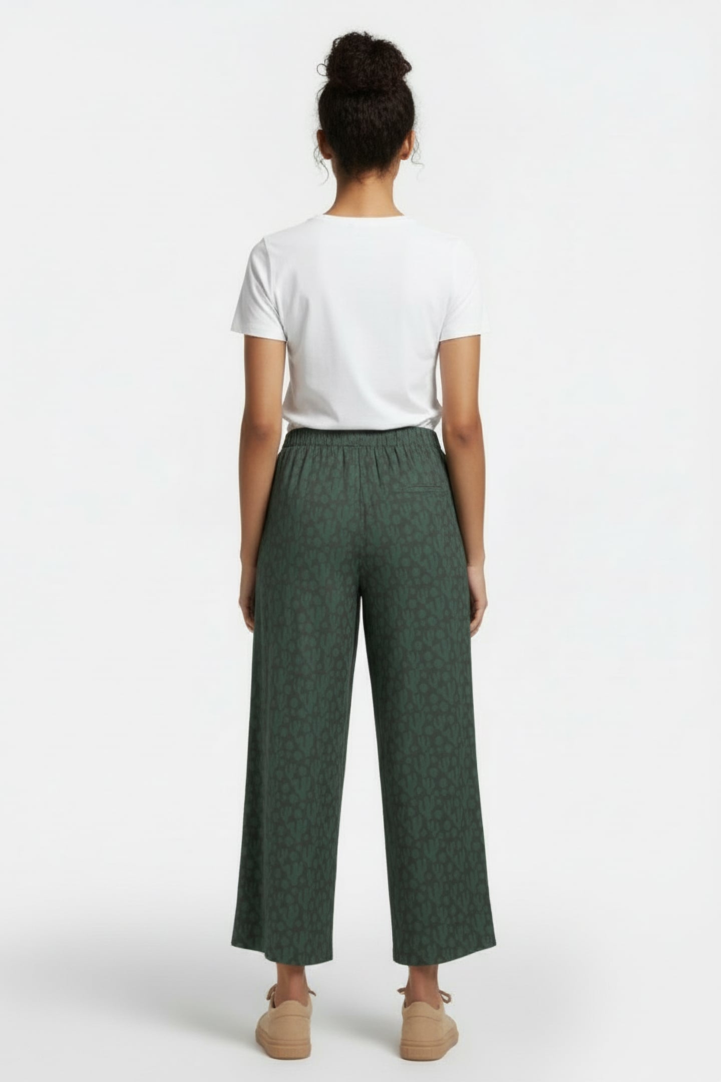 PIPPA WIDE LEG JERSEY TROUSERS GREEN PRINT 2