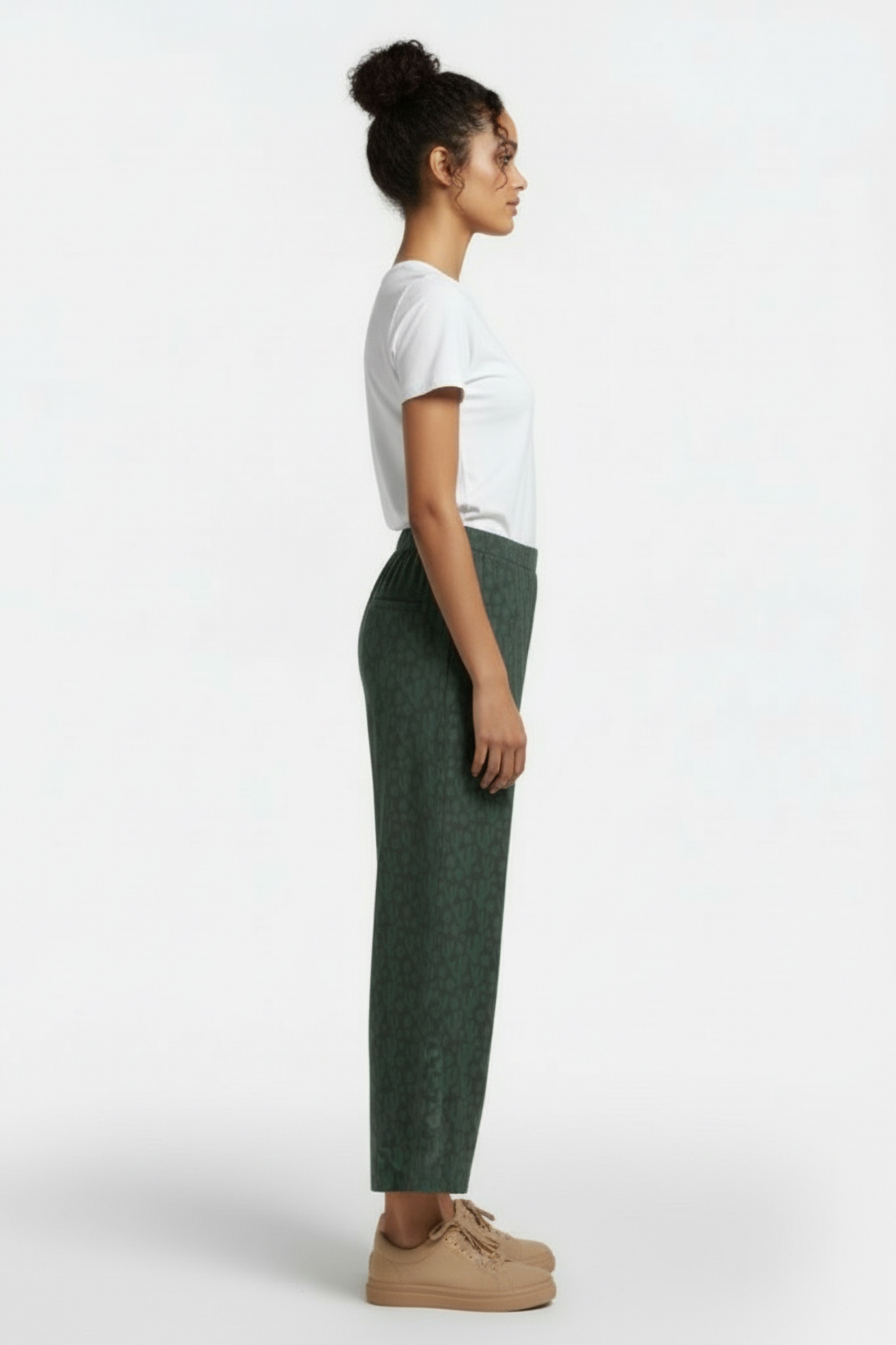 PIPPA WIDE LEG JERSEY TROUSERS GREEN PRINT 3