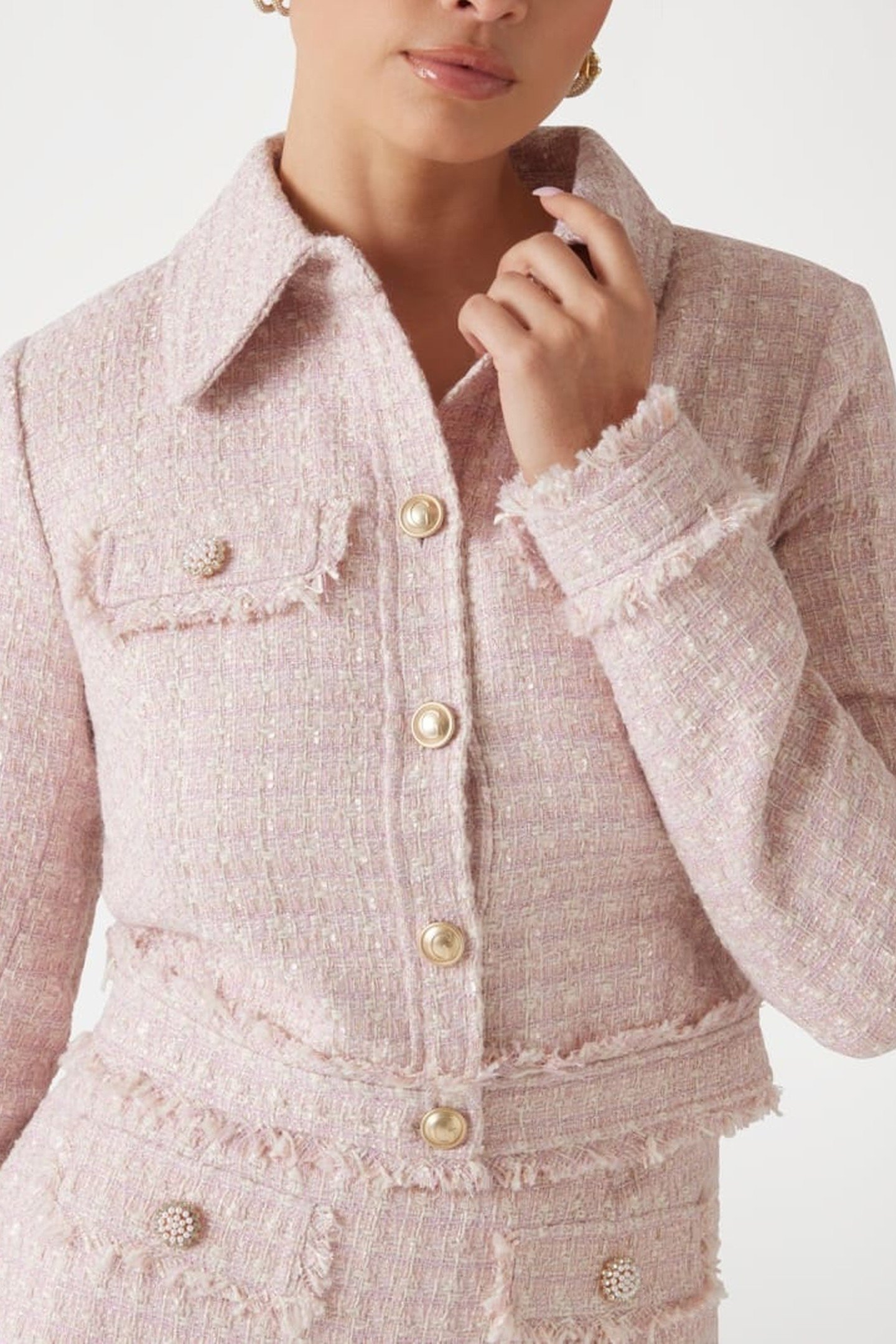 DAPHNEE CROPPED JACK PINK AND WHITE TWEED 6