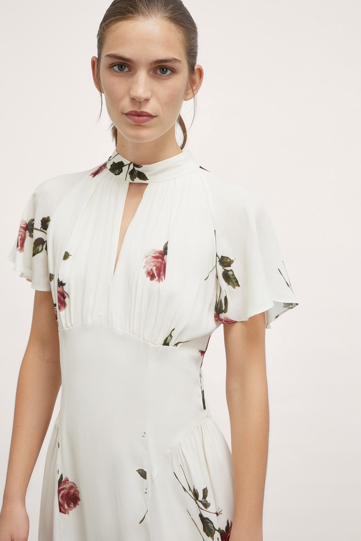 FLORAL PATTERN MINI DRESS WHITE 2