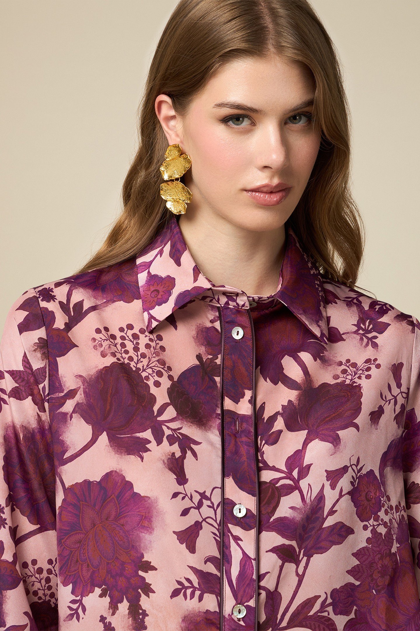 FLORAL PATTERN SHIRT PURPLE 4