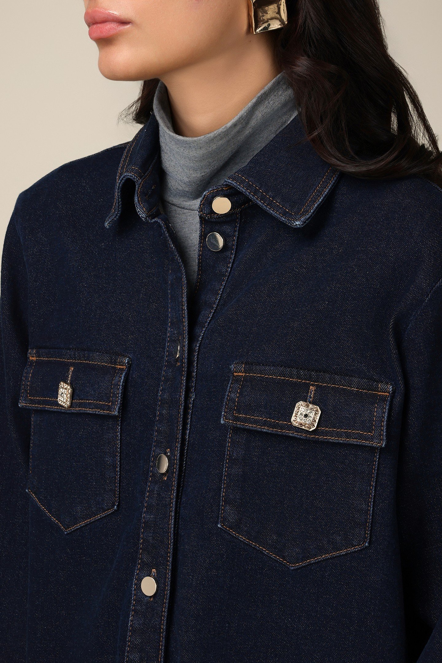 DENIM SHIRT WITH JEWEL BUTTONS BLUE 4