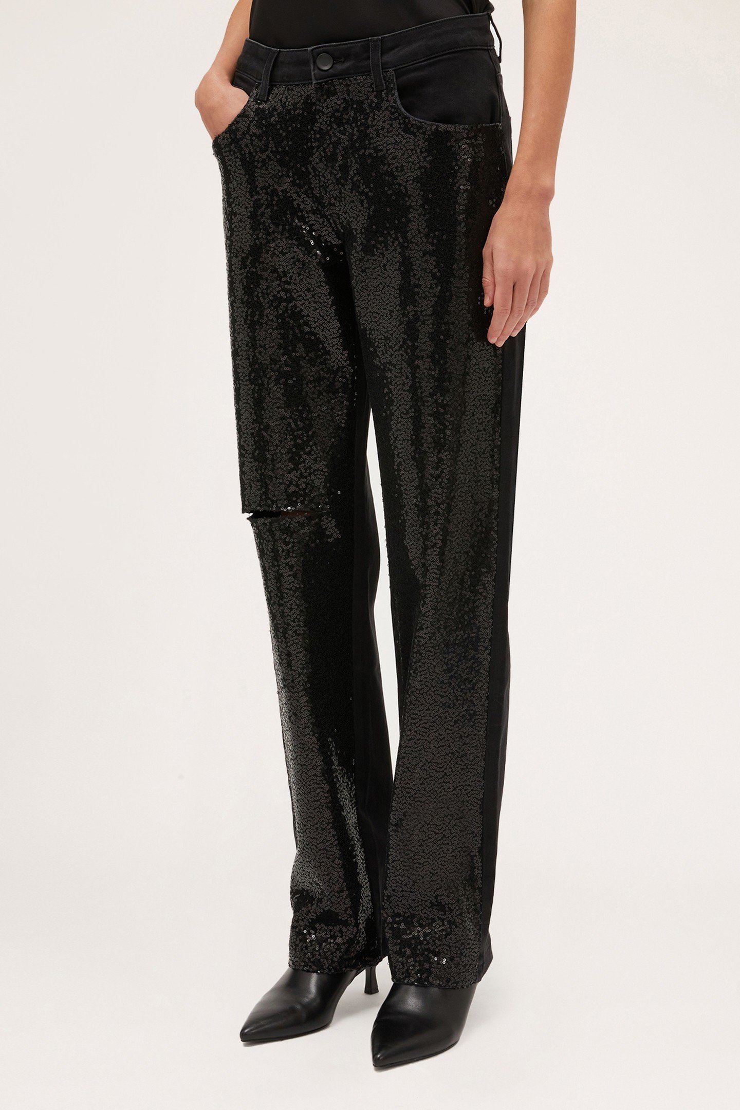 FULL SEQUIN WIDE JEANS BLACK 2