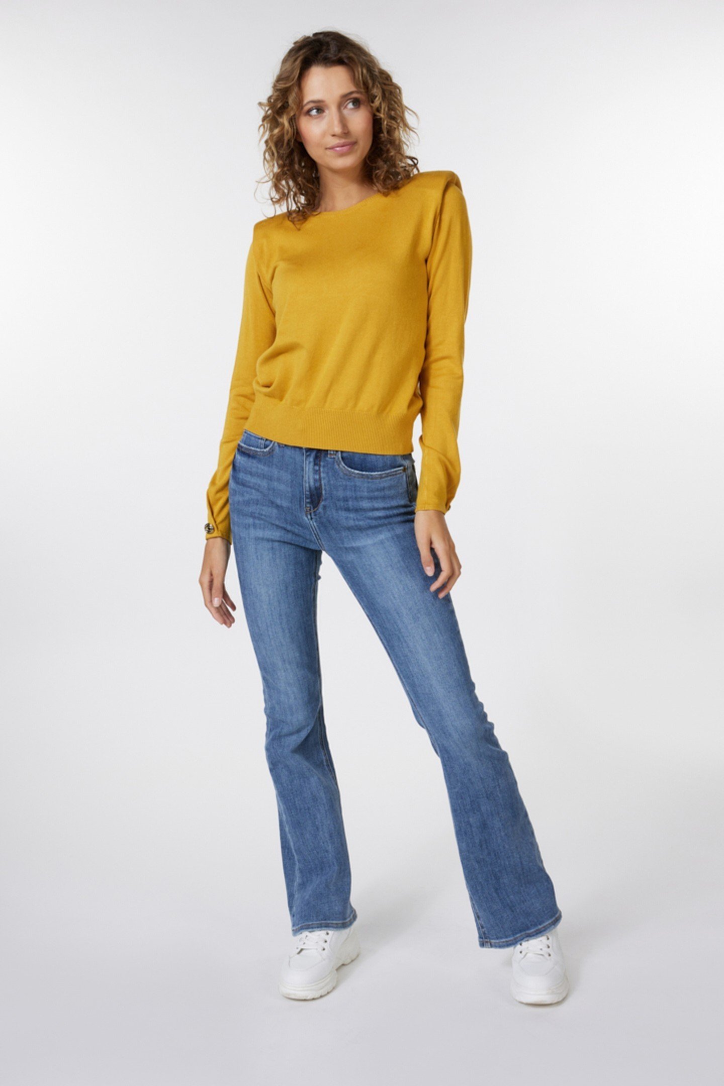 SWEATER BASIC SHOULDER PADS MUSTARD 1