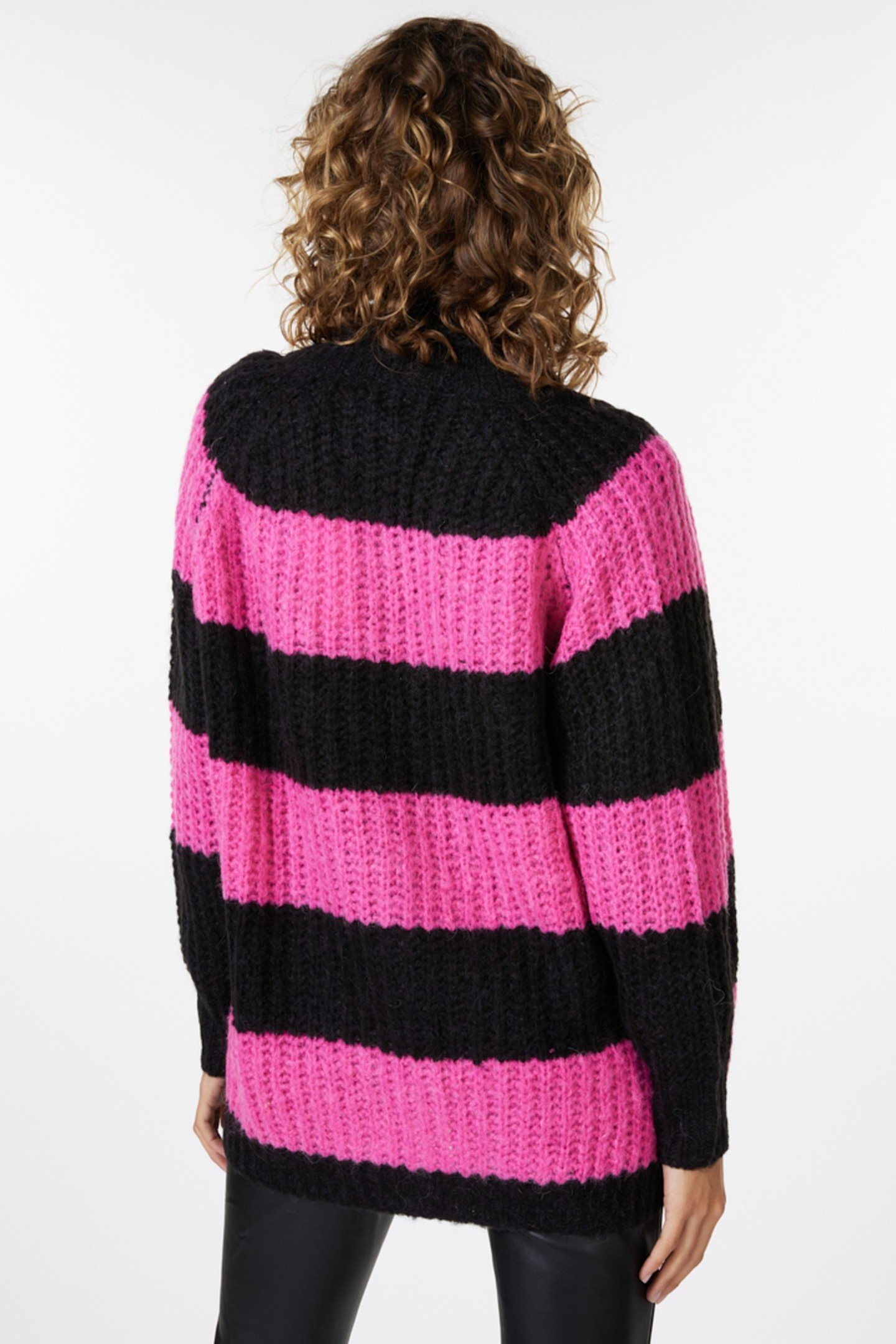 CARDIGAN STRIPED BLACK / PINK 4