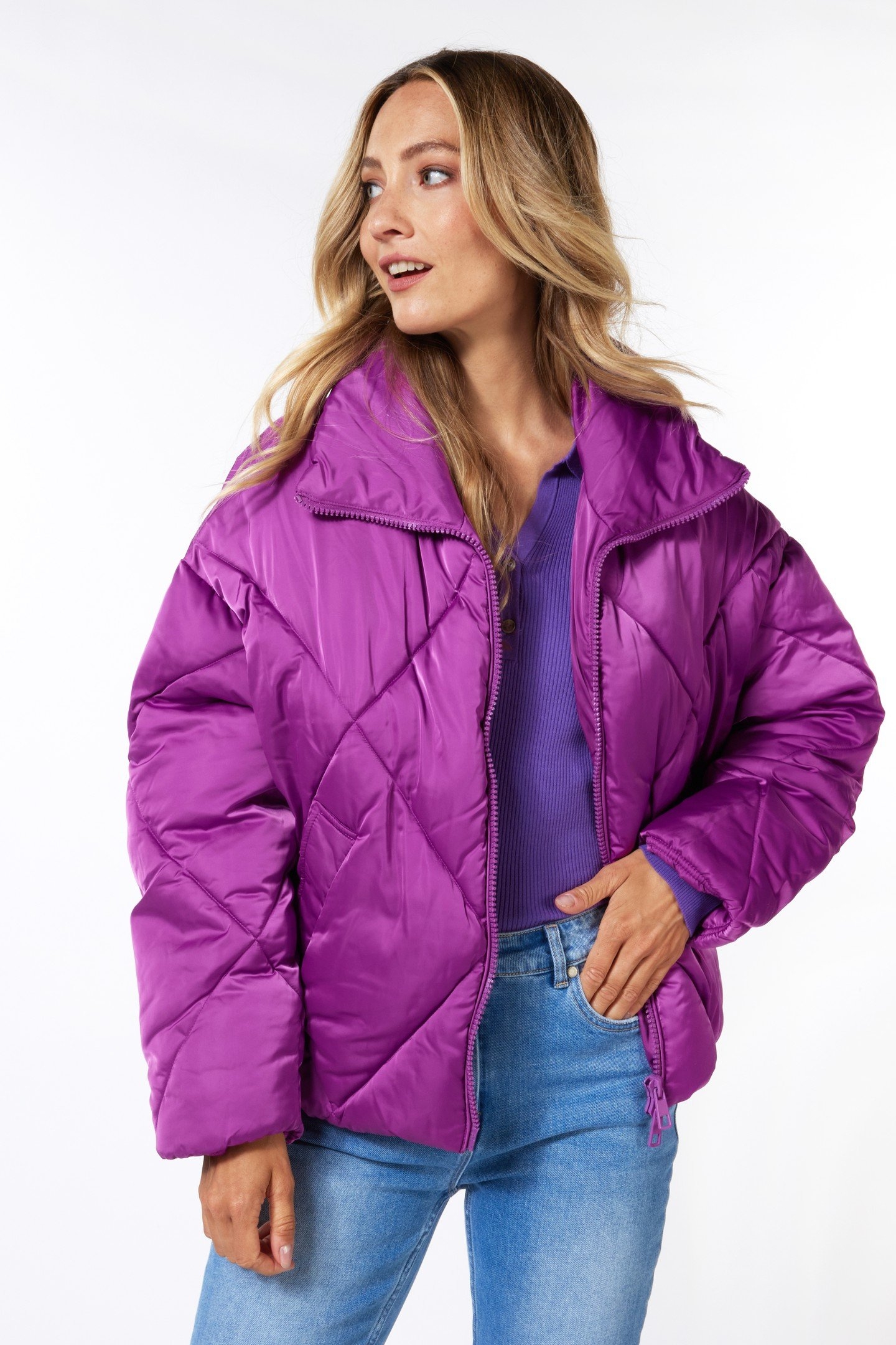 COAT SHORT QUILTED VIOLET 2