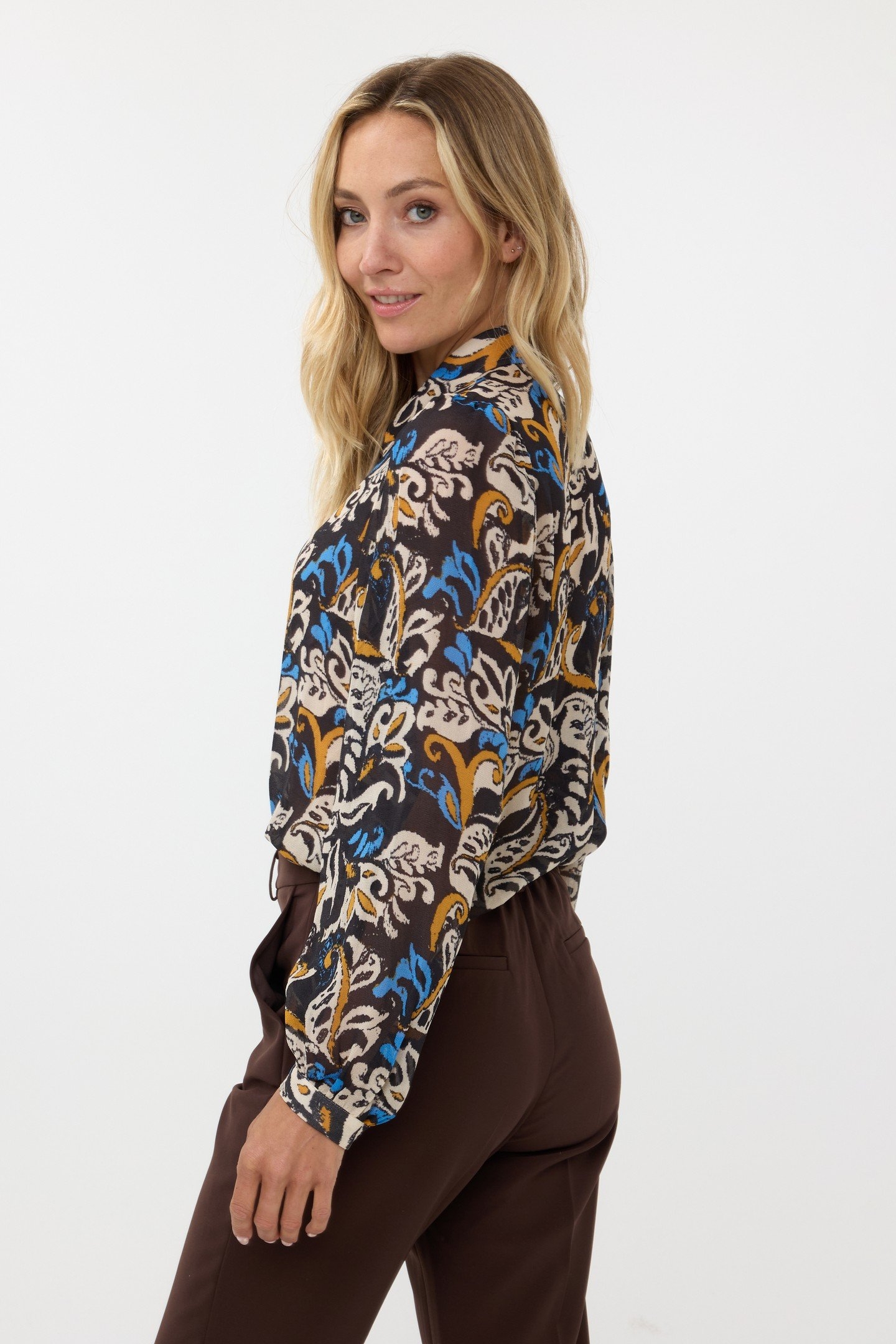 BLOUSE BASIC ELEGANT LEAVES PRINT 3