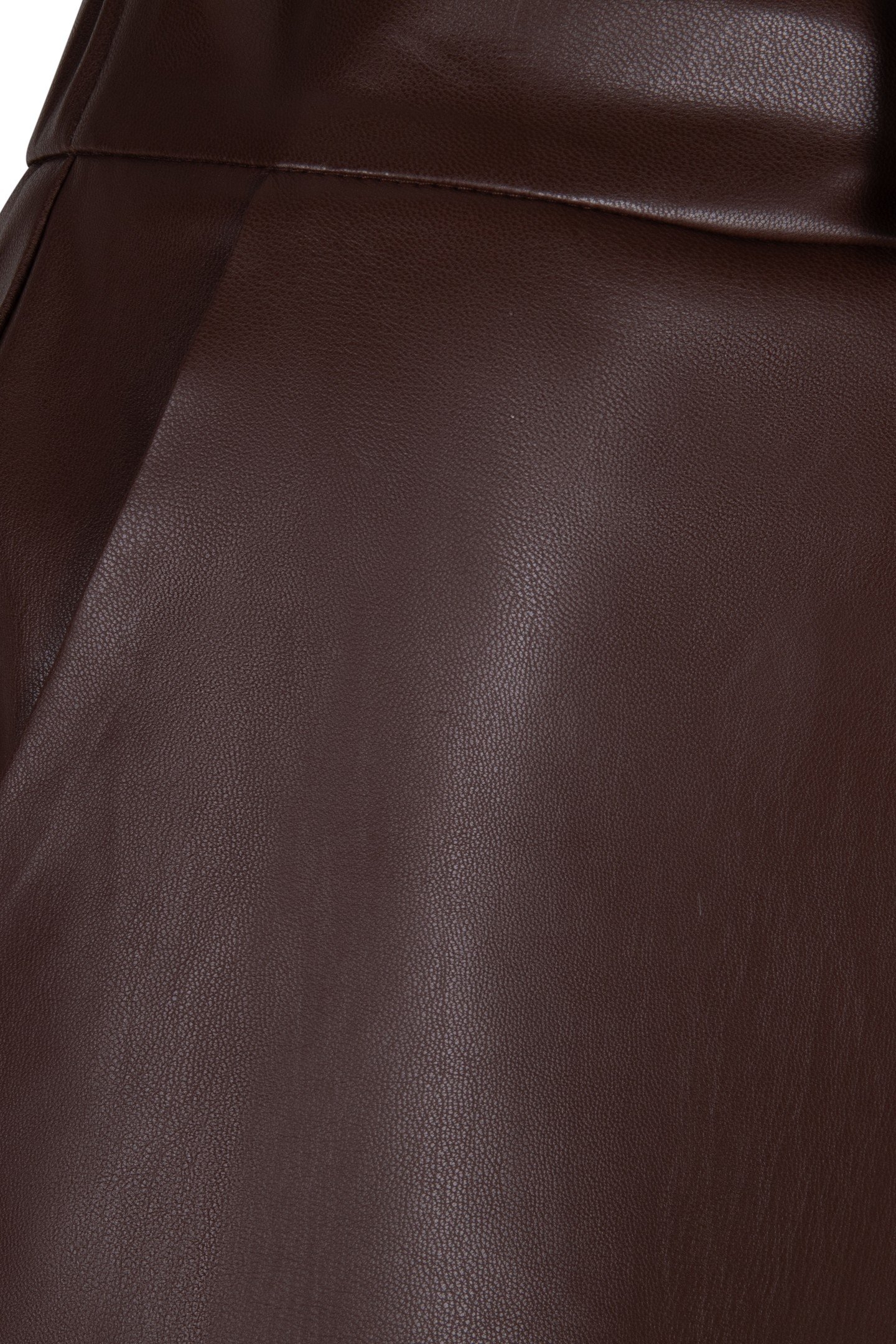 TROUSERS WIDE VEGAN LEATHER CHOCOLATE 2