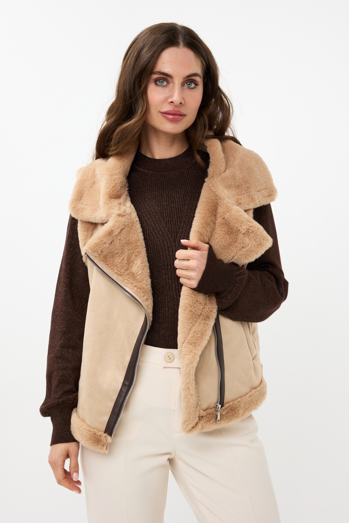 GILET FAKE FUR / SUEDINE SAND 2