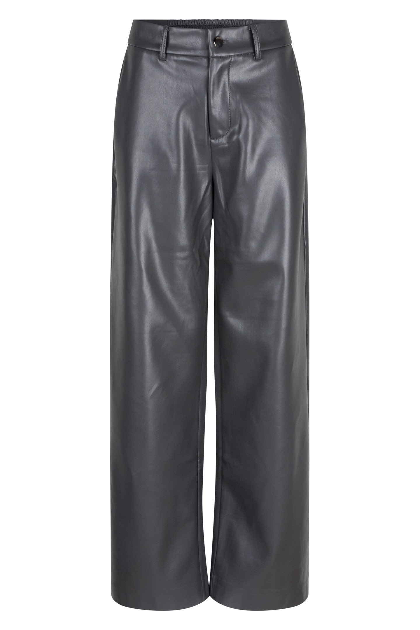 TROUSERS WIDE VEGAN LEATHER GREY 4
