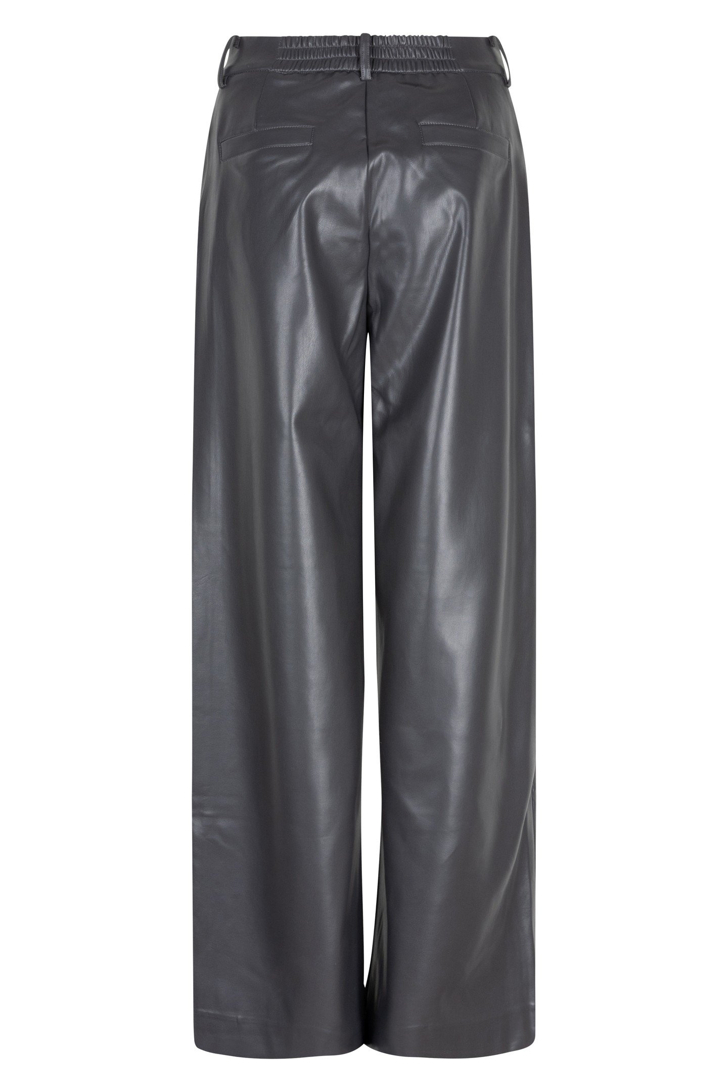 TROUSERS WIDE VEGAN LEATHER GREY 5