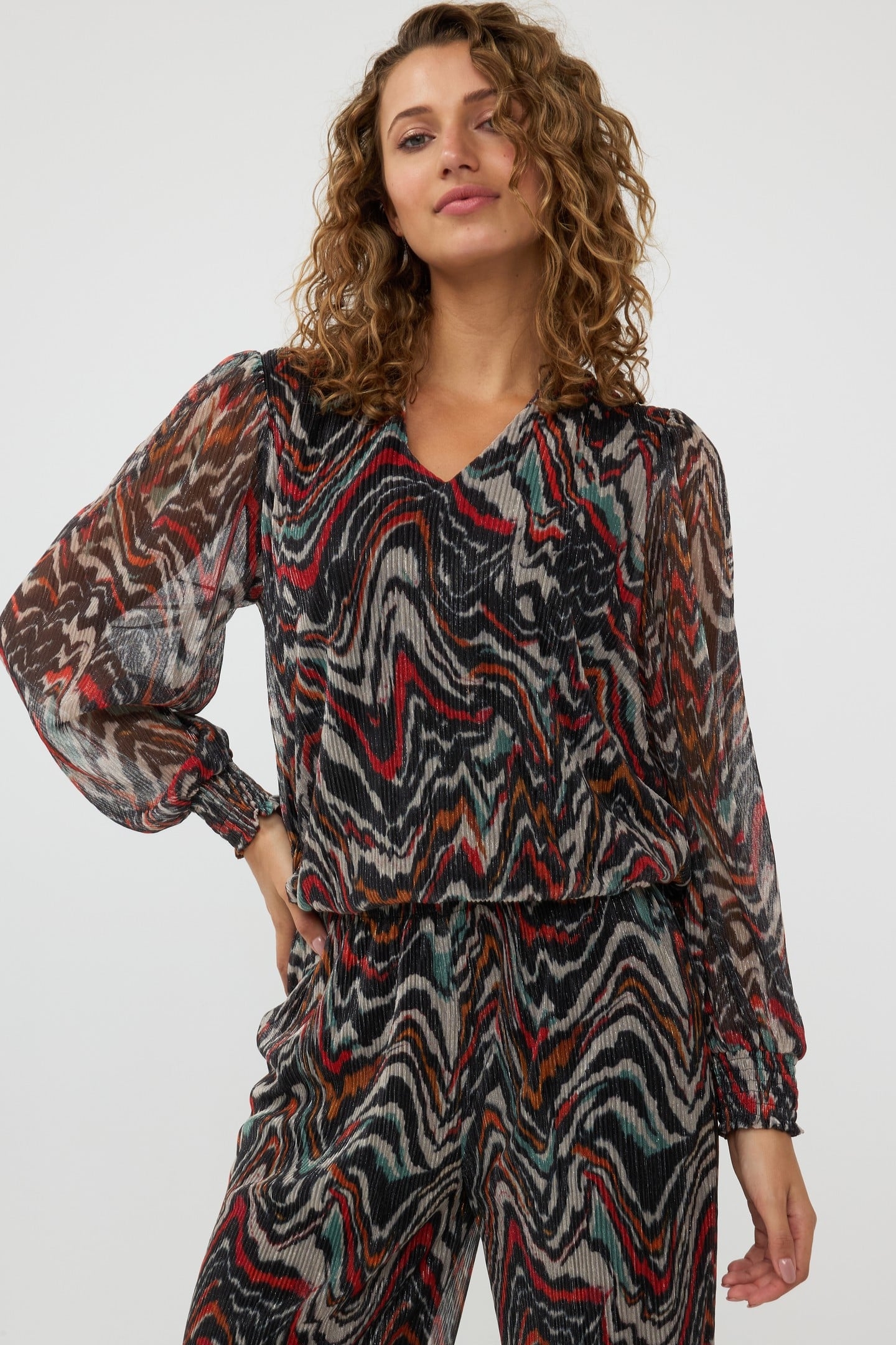 BLOUSE LUREX PLISSE WAVES PRINT 2