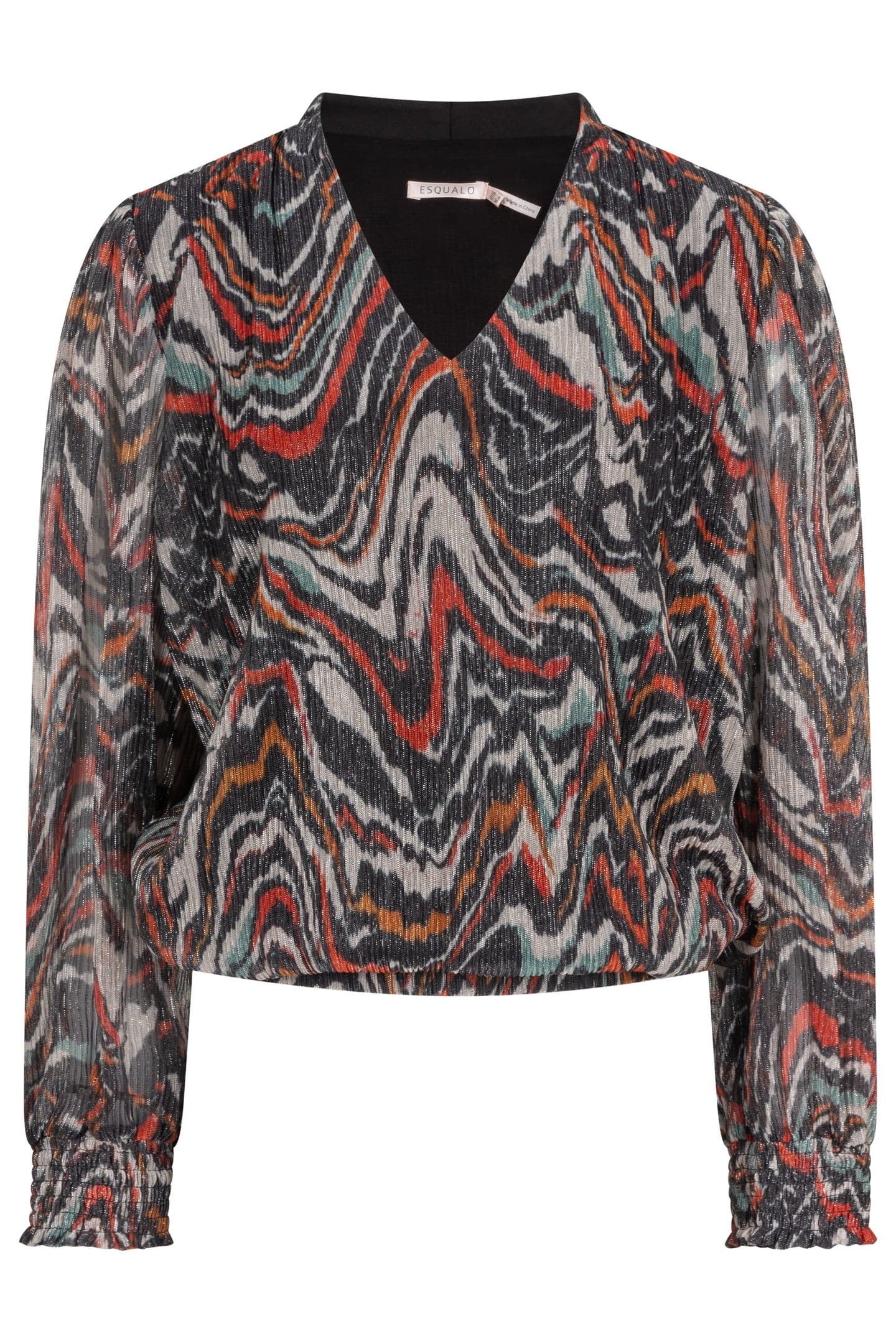 BLOUSE LUREX PLISSE WAVES PRINT 4