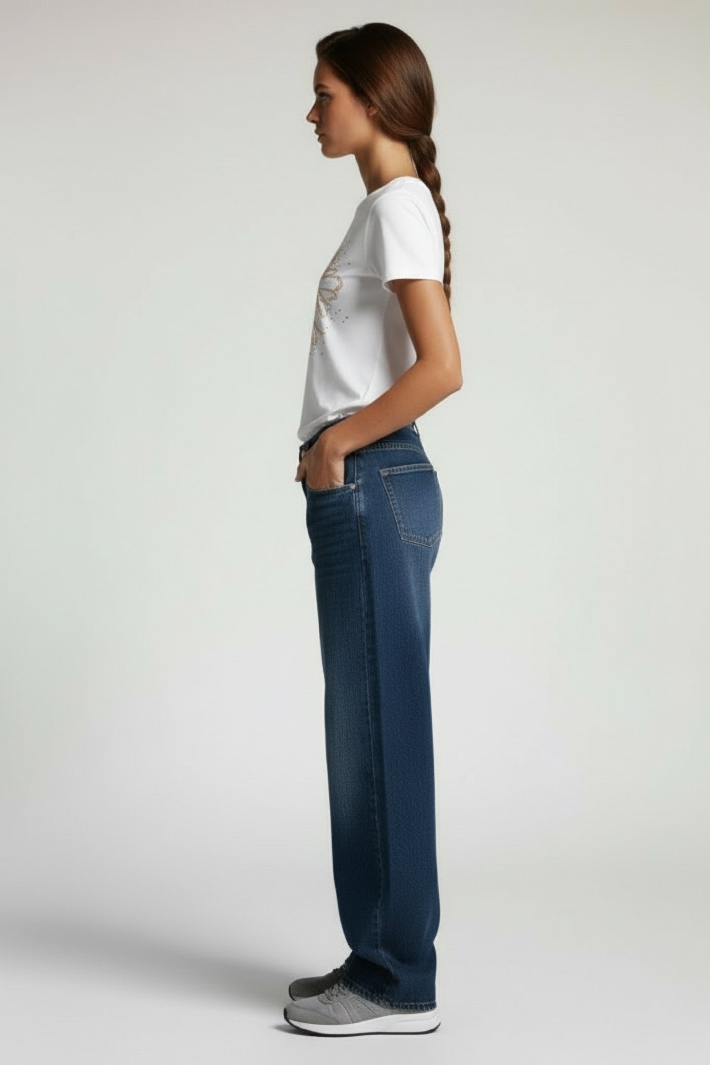 T-SHIRT FLOWER RHINESTONES OFF WHITE 3