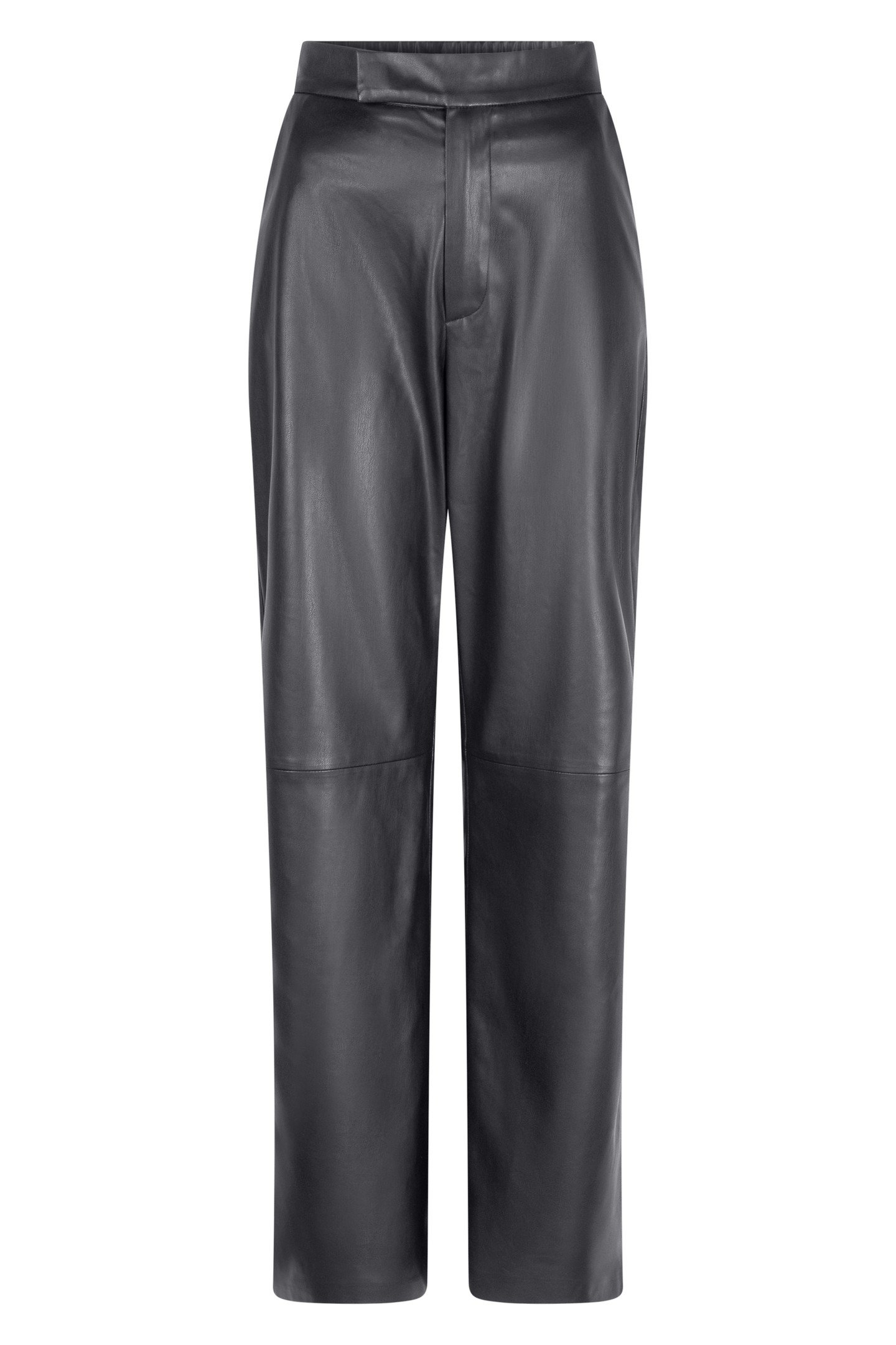 TROUSERS WIDE VEGAN LEATHER GREY 1