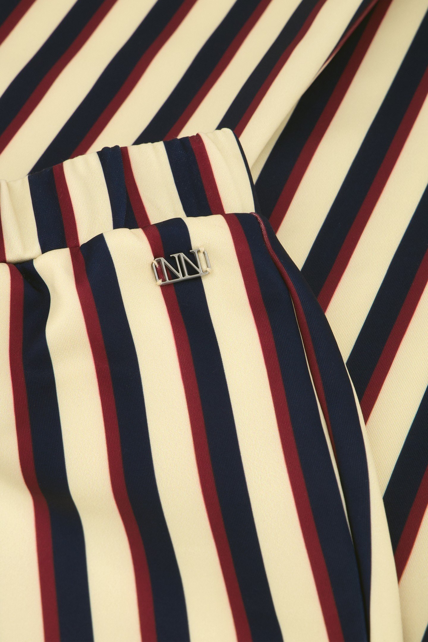 STRIPED FLARED PANTS ALMOND 4