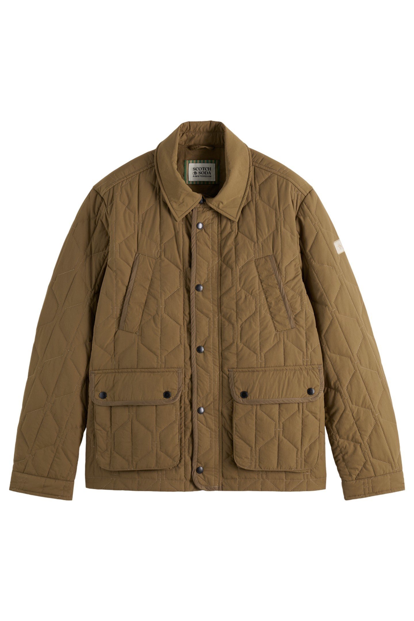 GEOMETRIC QUILTED COAT GOLDEN BROWN 1