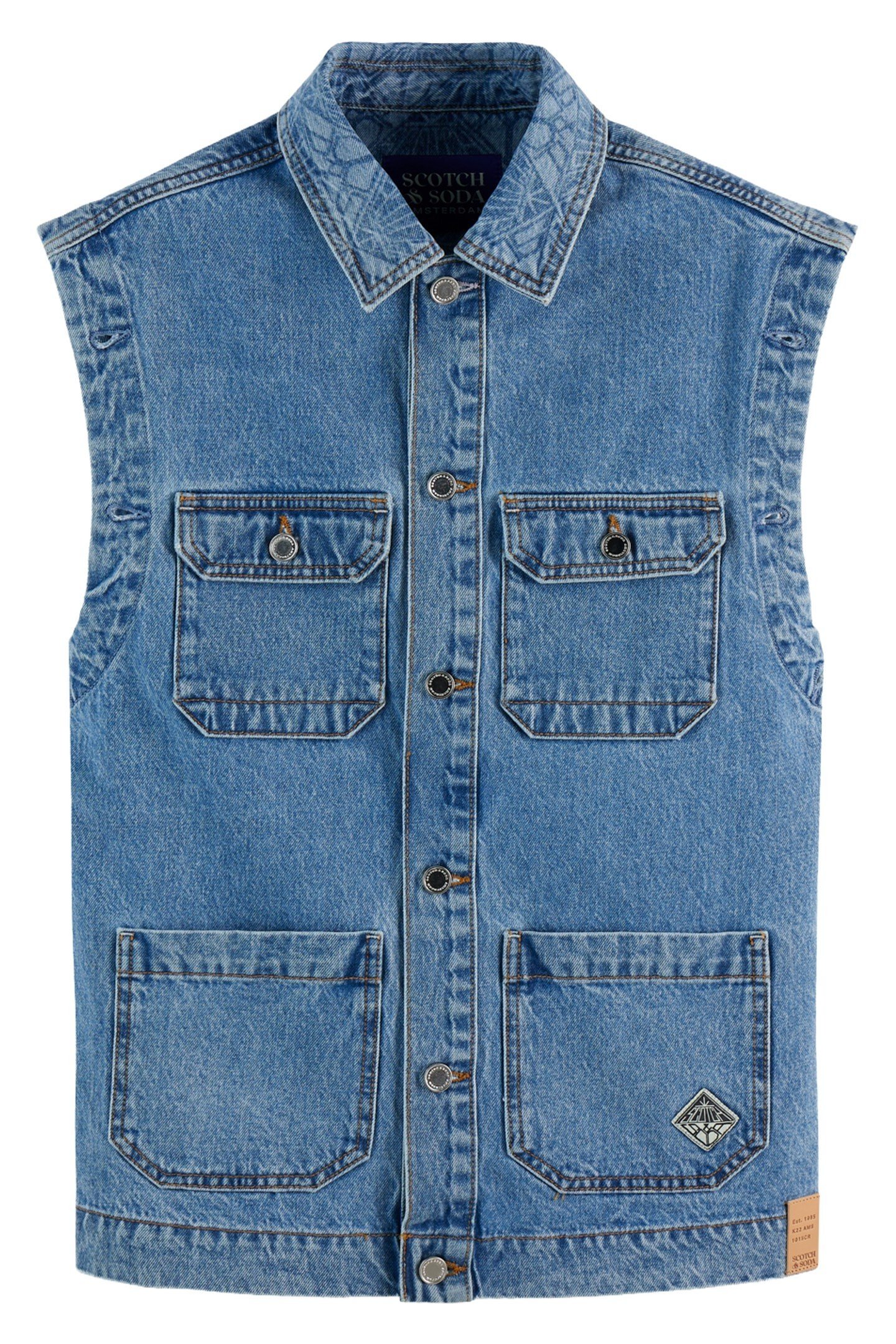 WASHED DENIM JACKET WITH DETACHABLE SLEEVES LAKEHOUSE 1