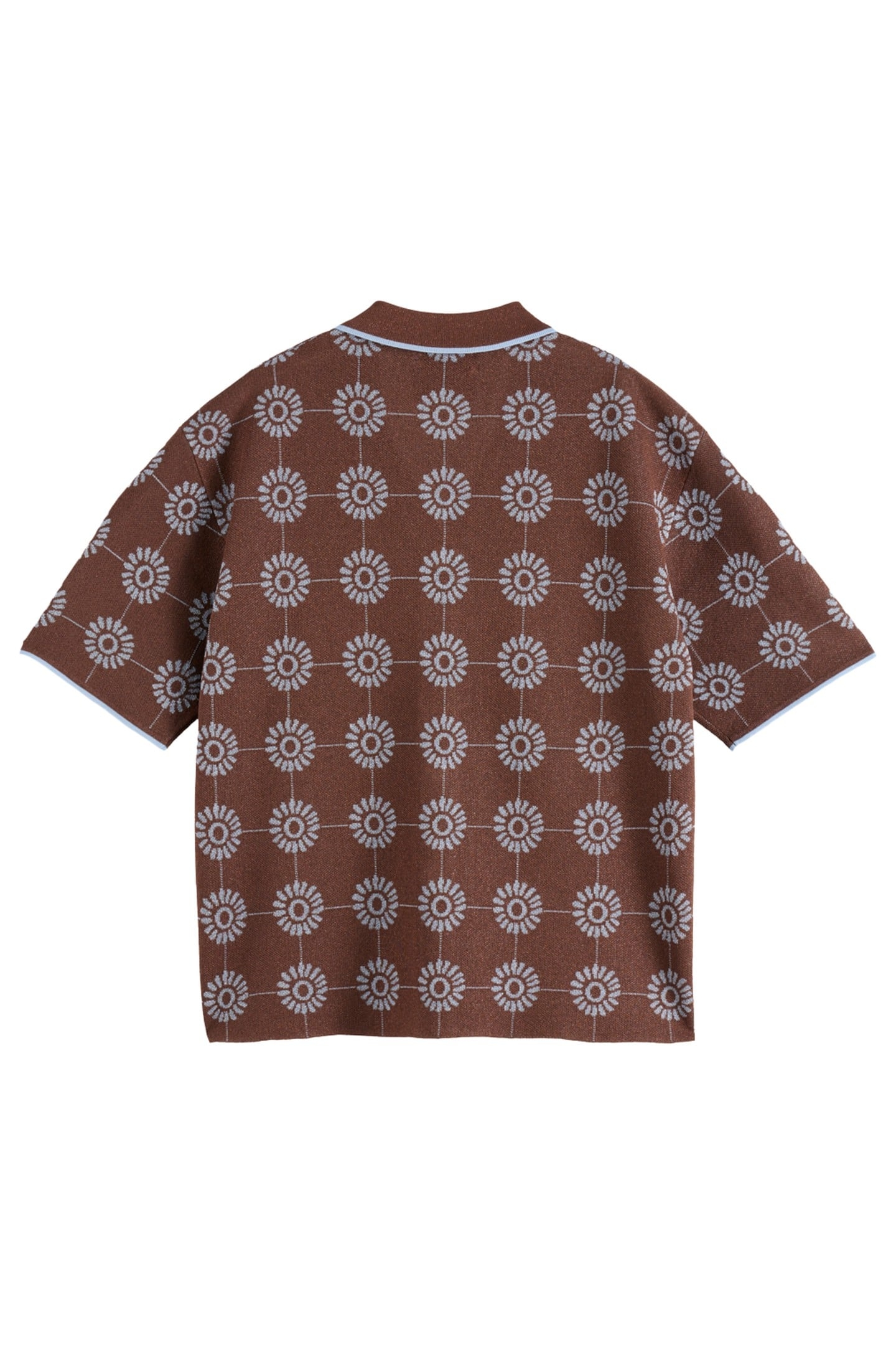 JACQUARD COLLARED KNITTED SHIRT COLD BREW 5
