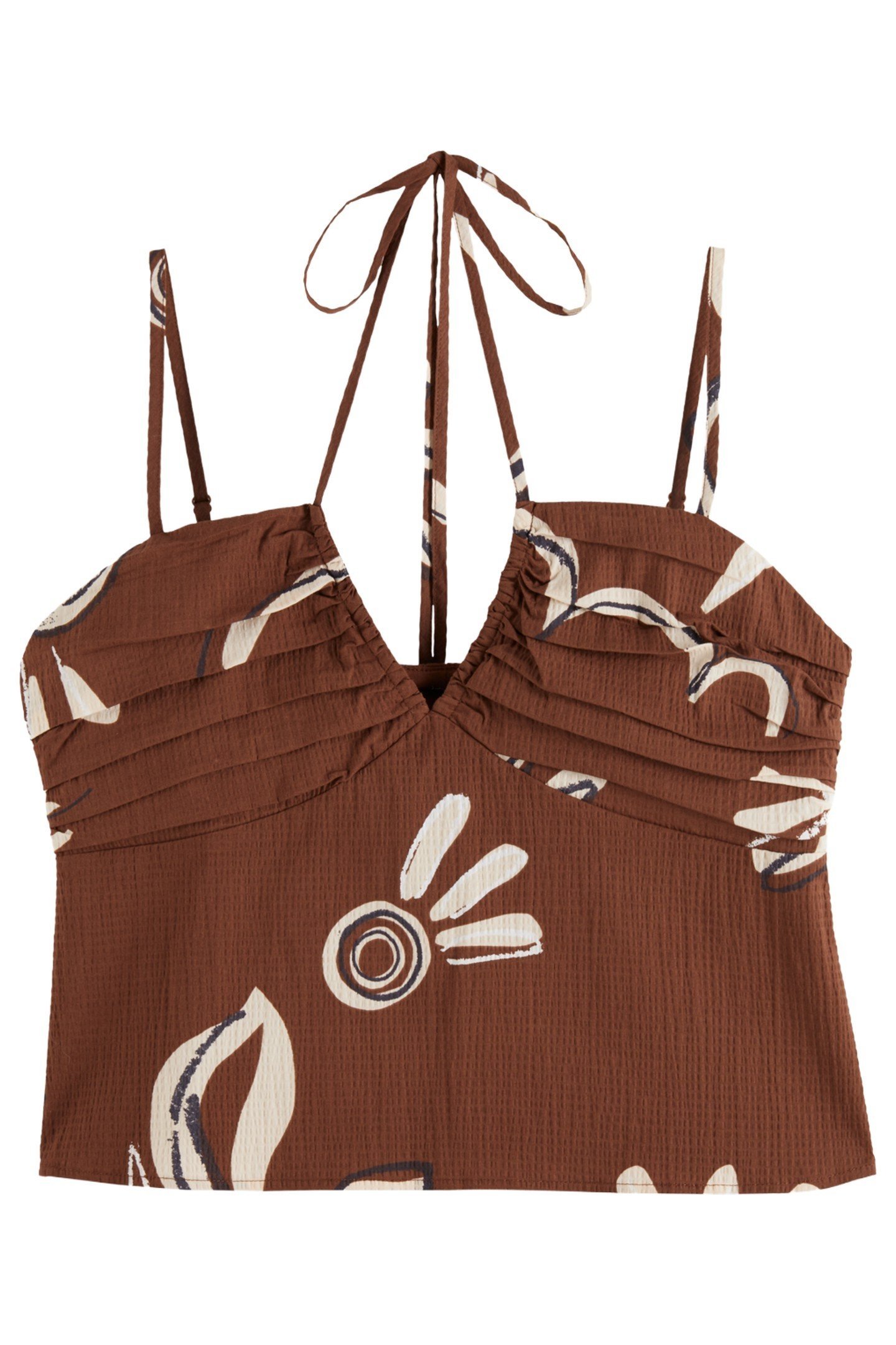 GATHERED STRAPPY TANK INKY SUN BROWN 5
