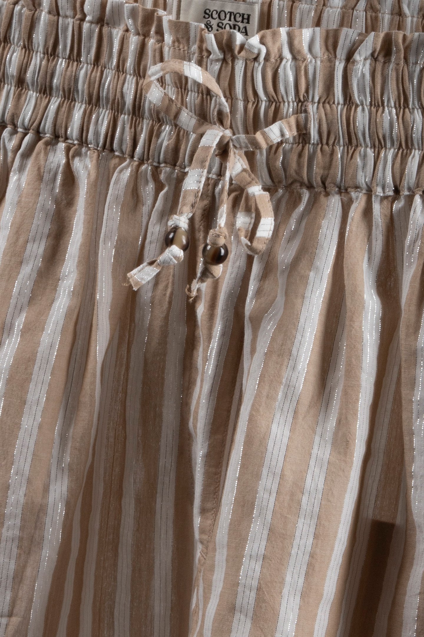 HIGH RISE LUREX STRIPE PRINTED SHORTS DESERT SAND STRIPE WIT 4
