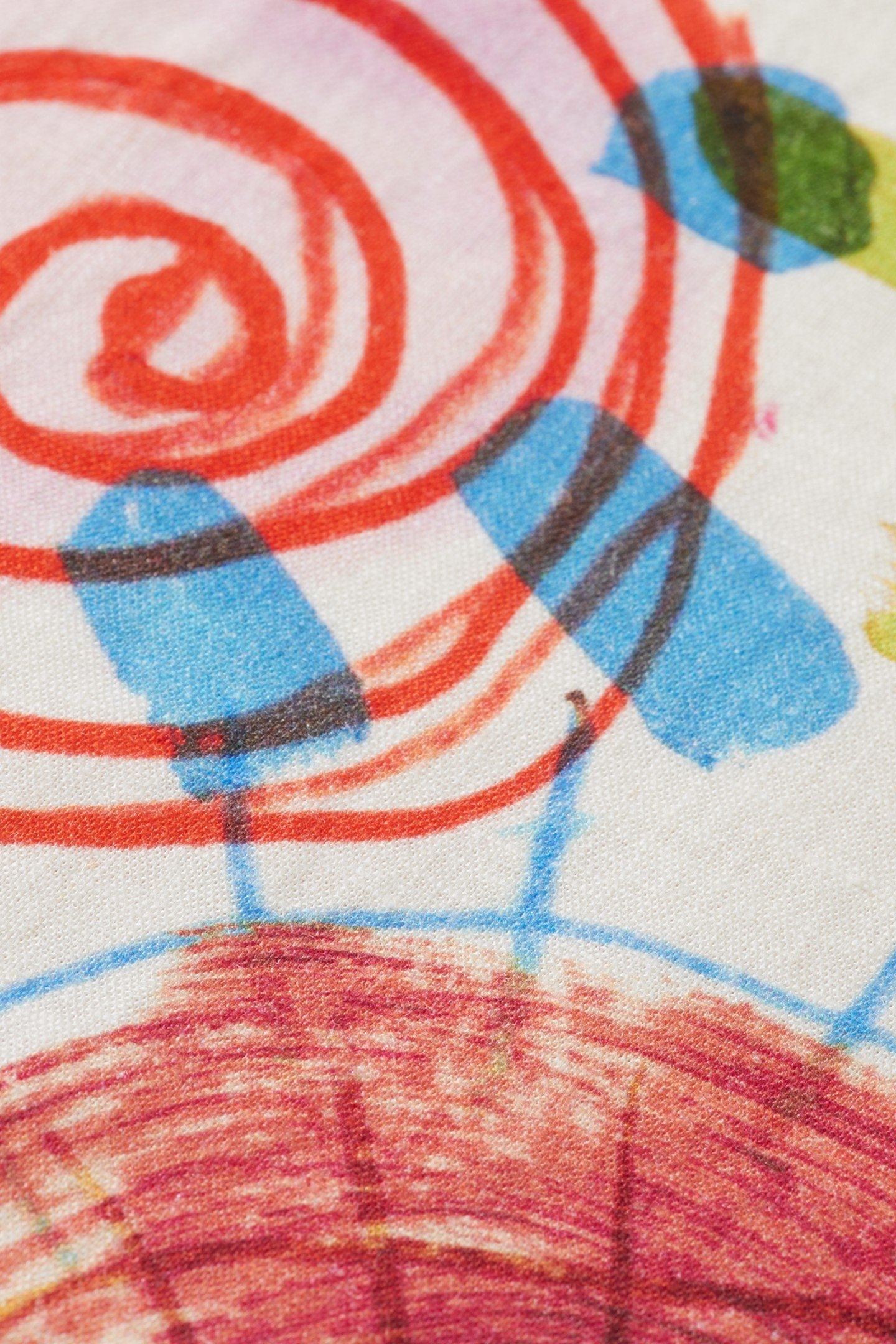 LINEN BLEND PRINTED WRAP SKIRT ABSTRACT SUN PINK 6