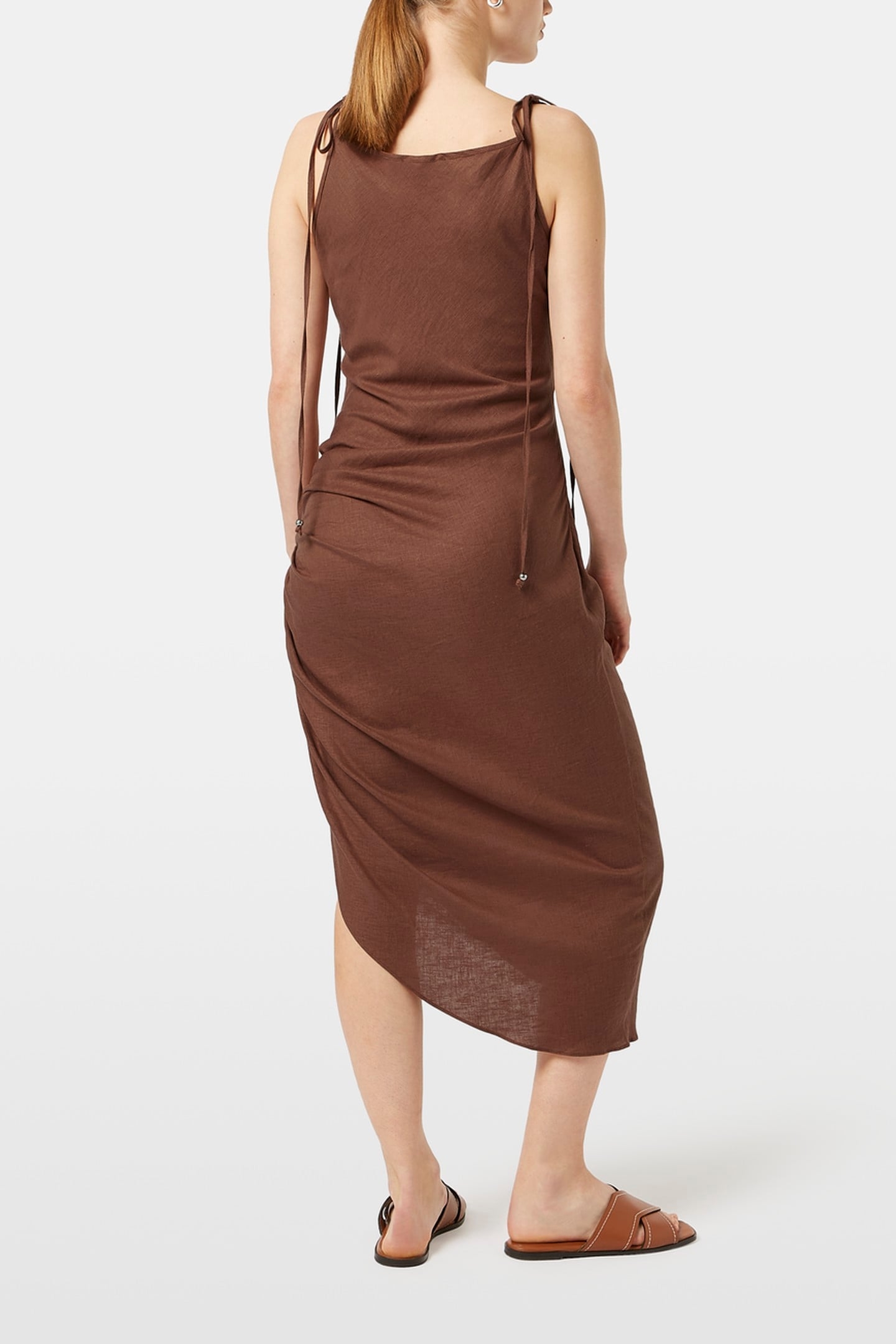 LINEN VISCOSE PRINTED MINI DRESS COLD BREW 2