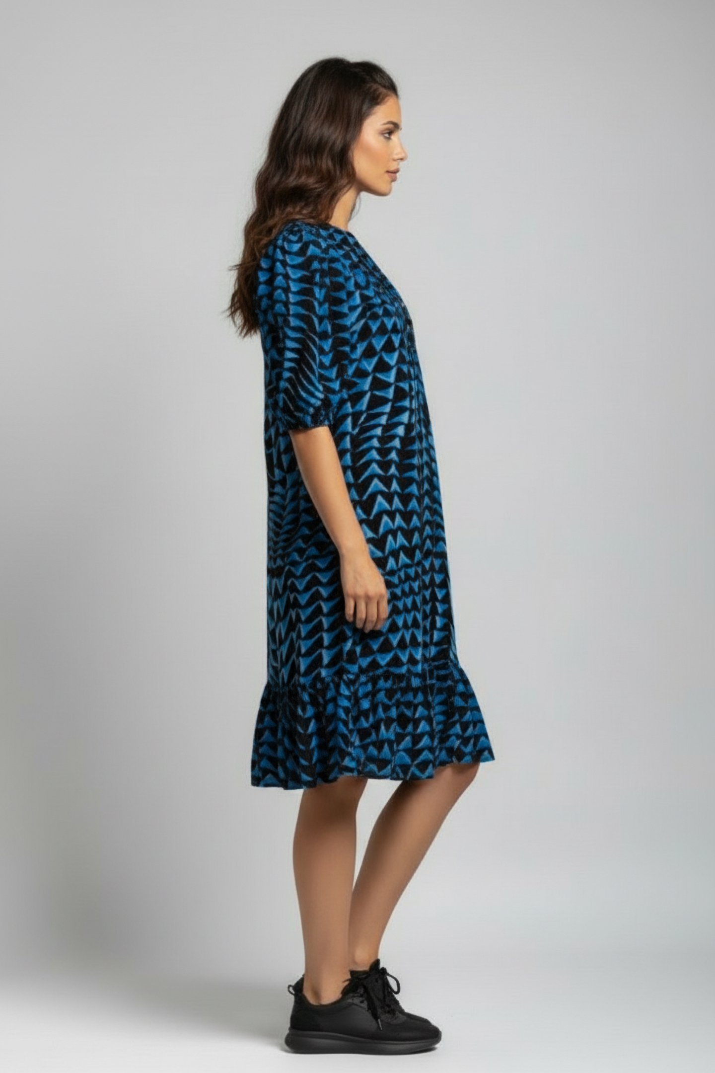 PRINTED CRINKLE MINI DRESS HOUSE OF MIRRORS BLUE 3