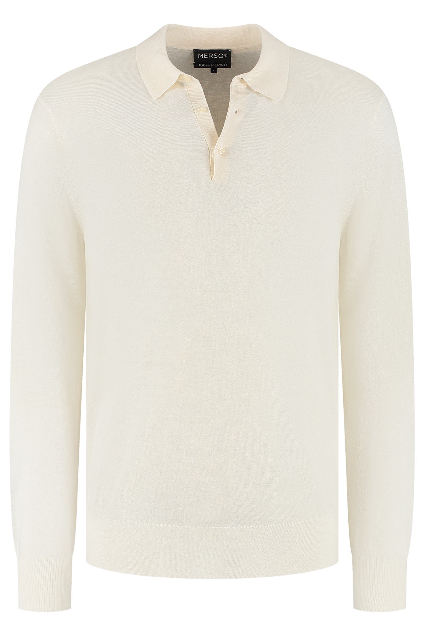 POLO LONG SLEEVE 100% MERINO SEASHELL WHITE 3