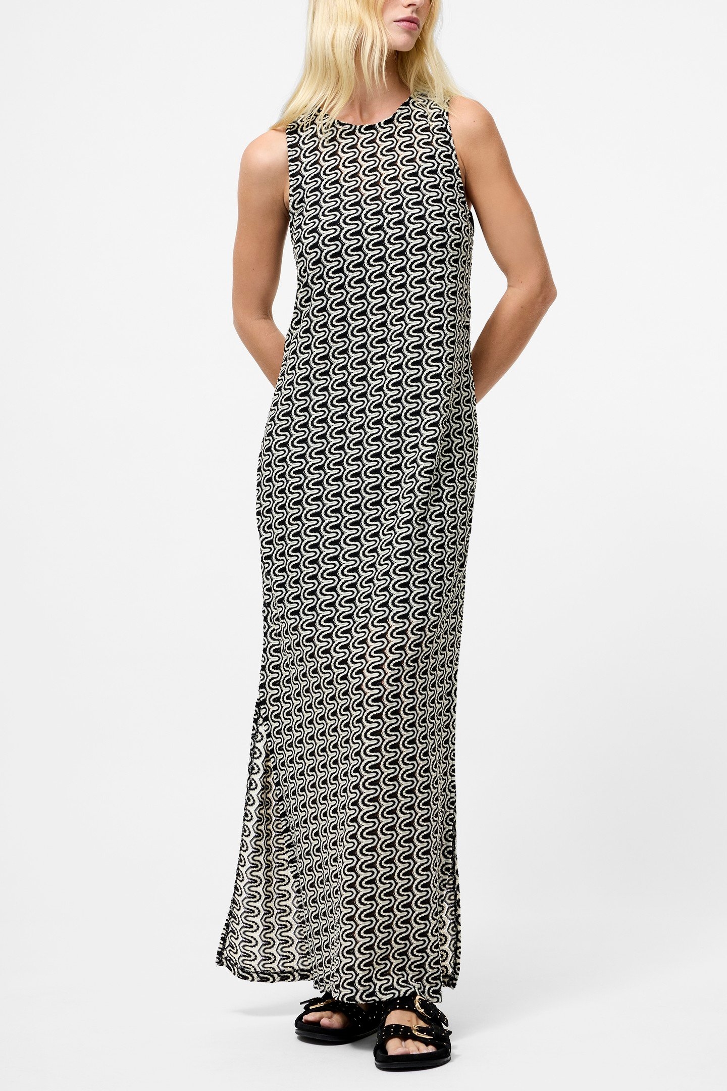 CARLY JERSEY LONG TUNIC BLACK/CREAM 2