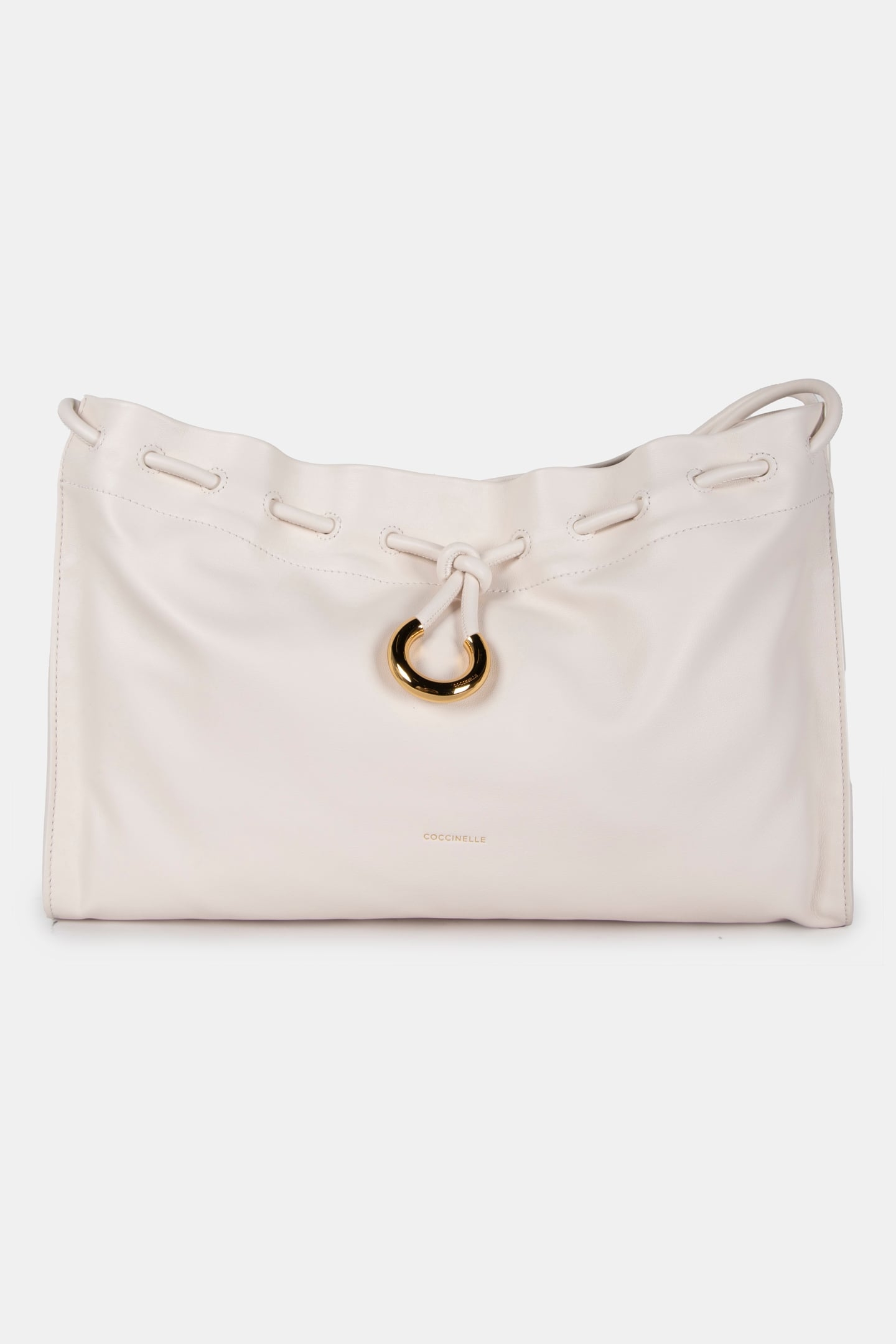 LEATHER LARGE SHOULDER BAG IN CREAM 2