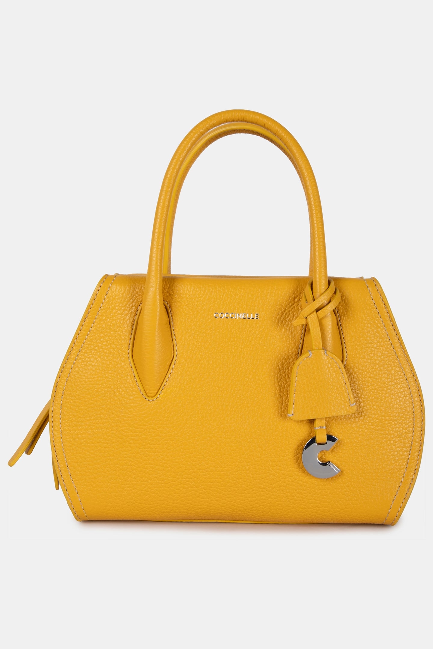 LEATHER MEDIUM SATCHEL BAG IN MUSTARD YELLOW 2