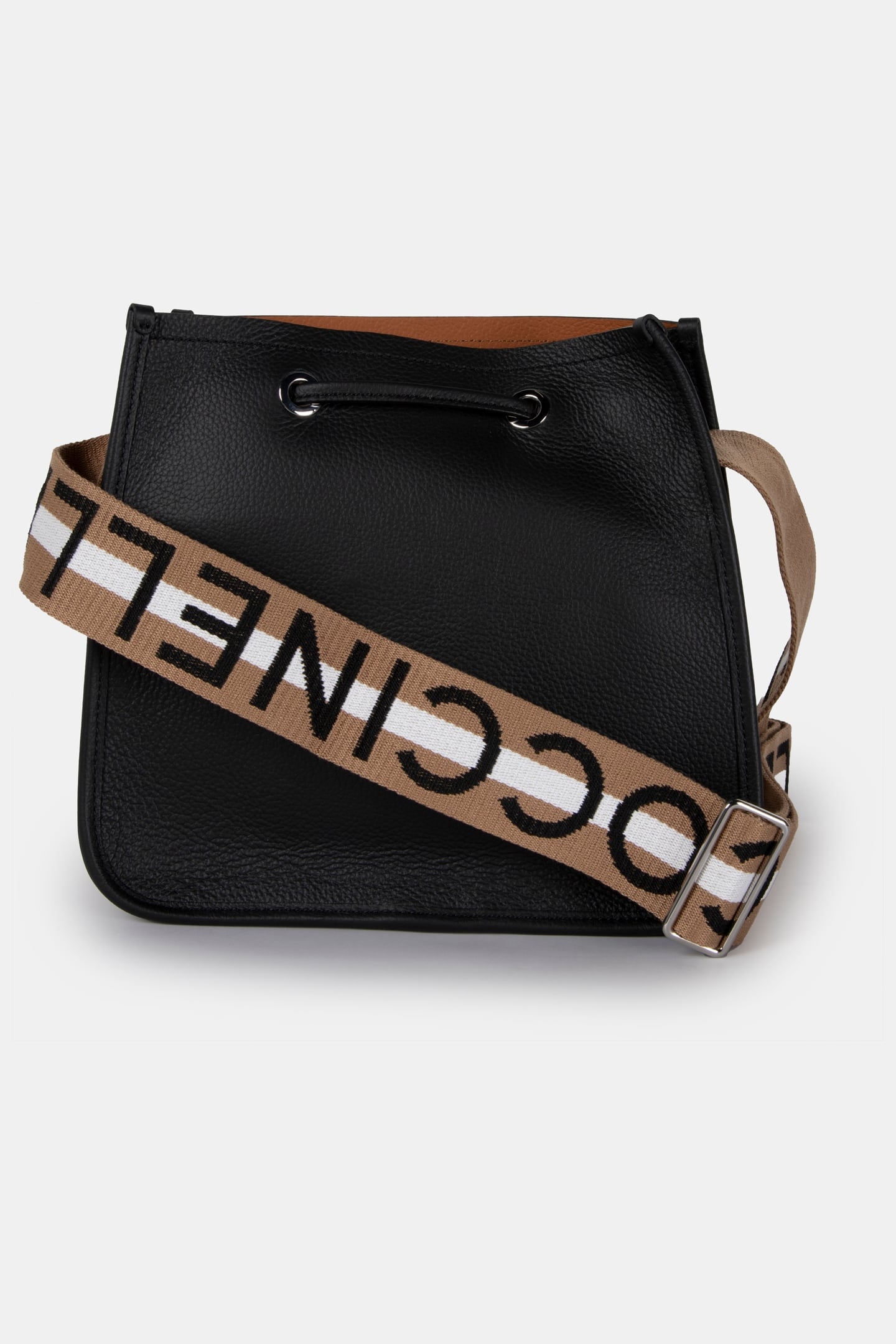 LARGE SHOULDER BAG WITH LOGO STRAP IN BLACK 4
