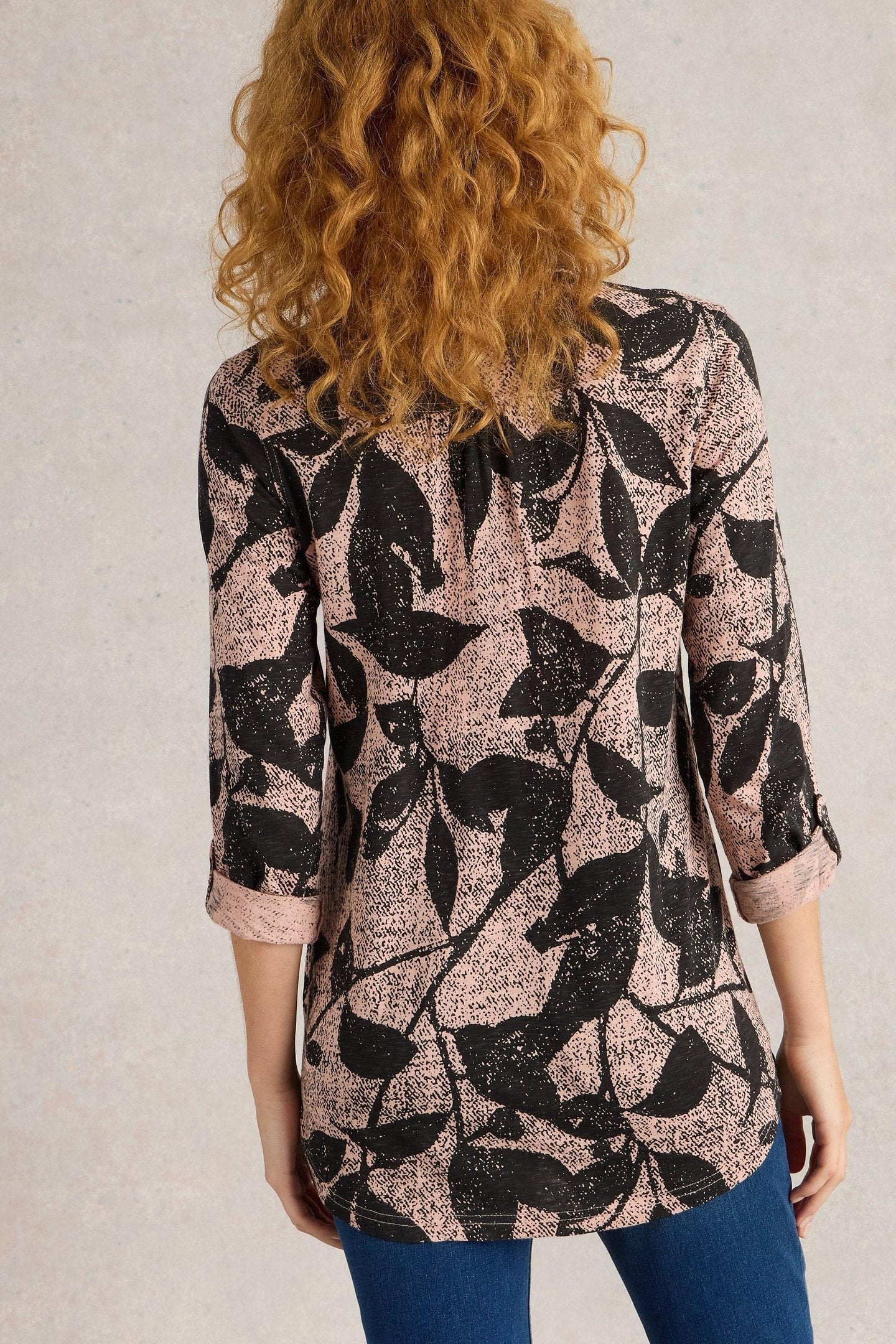 ANNIE LONGLINE SHIRT PINK PRINT 3